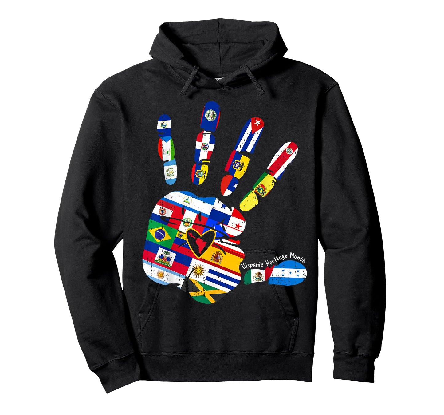 Hispanic Heritage Month Hands Heart Latino Countries Flags T-Shirt