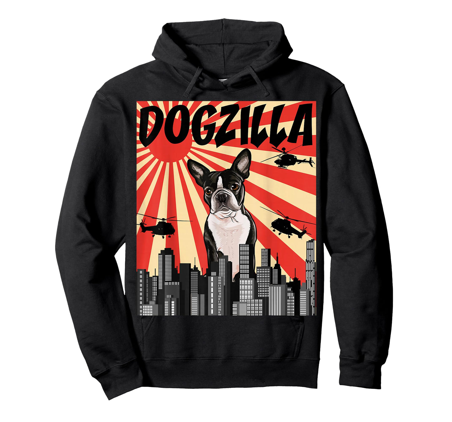 Funny Retro Japanese Dogzilla Boston Terrier T-Shirt
