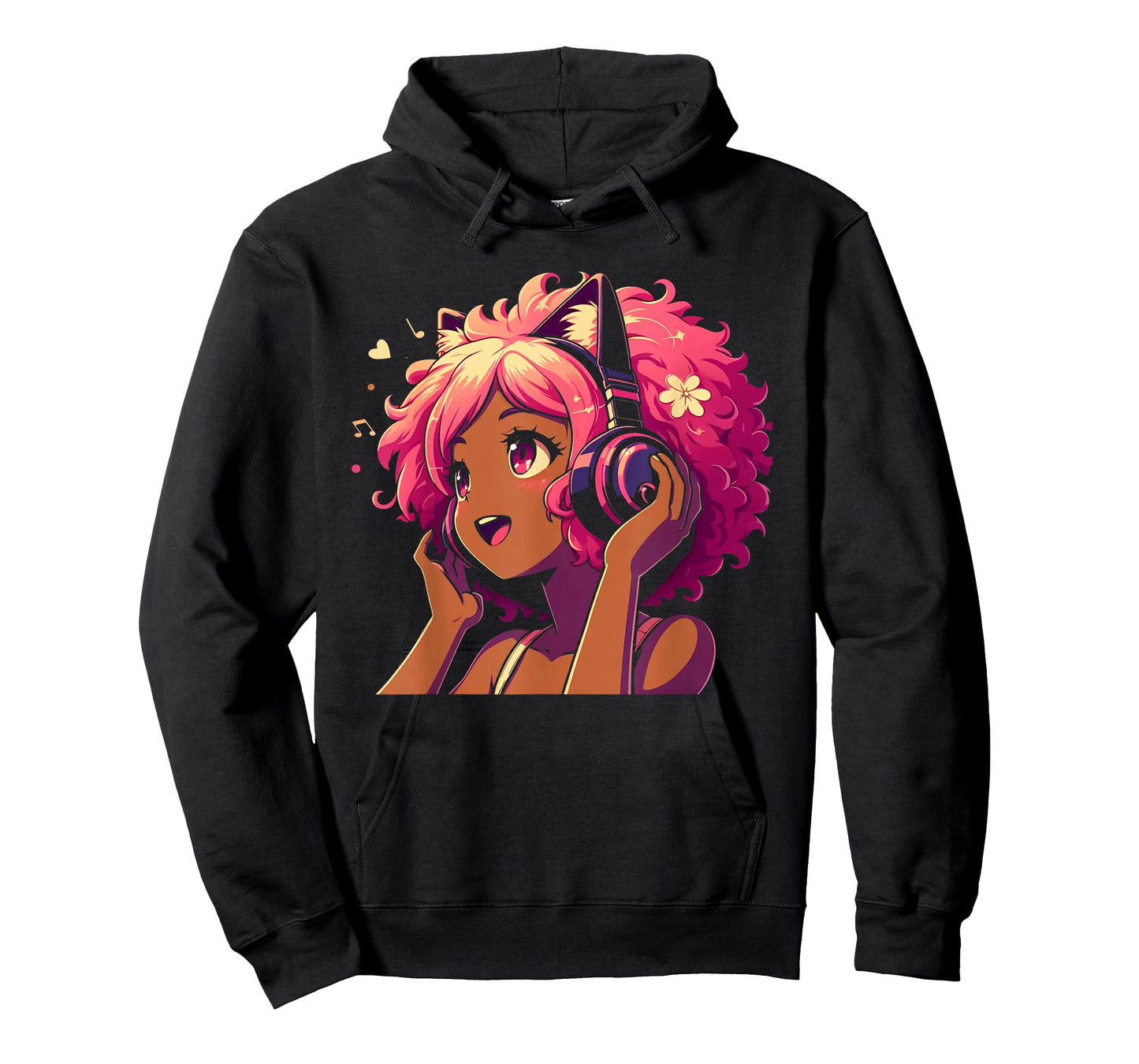 Anime and Music Black Girl Anime Merch Afro African American T-Shirt