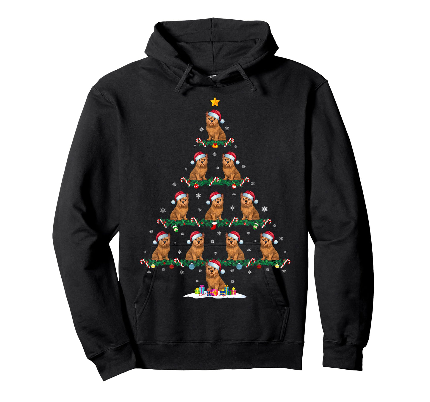 Brussels Griffon Dog Xmas Tree Pajama Men Women Kids Ugly T-Shirt