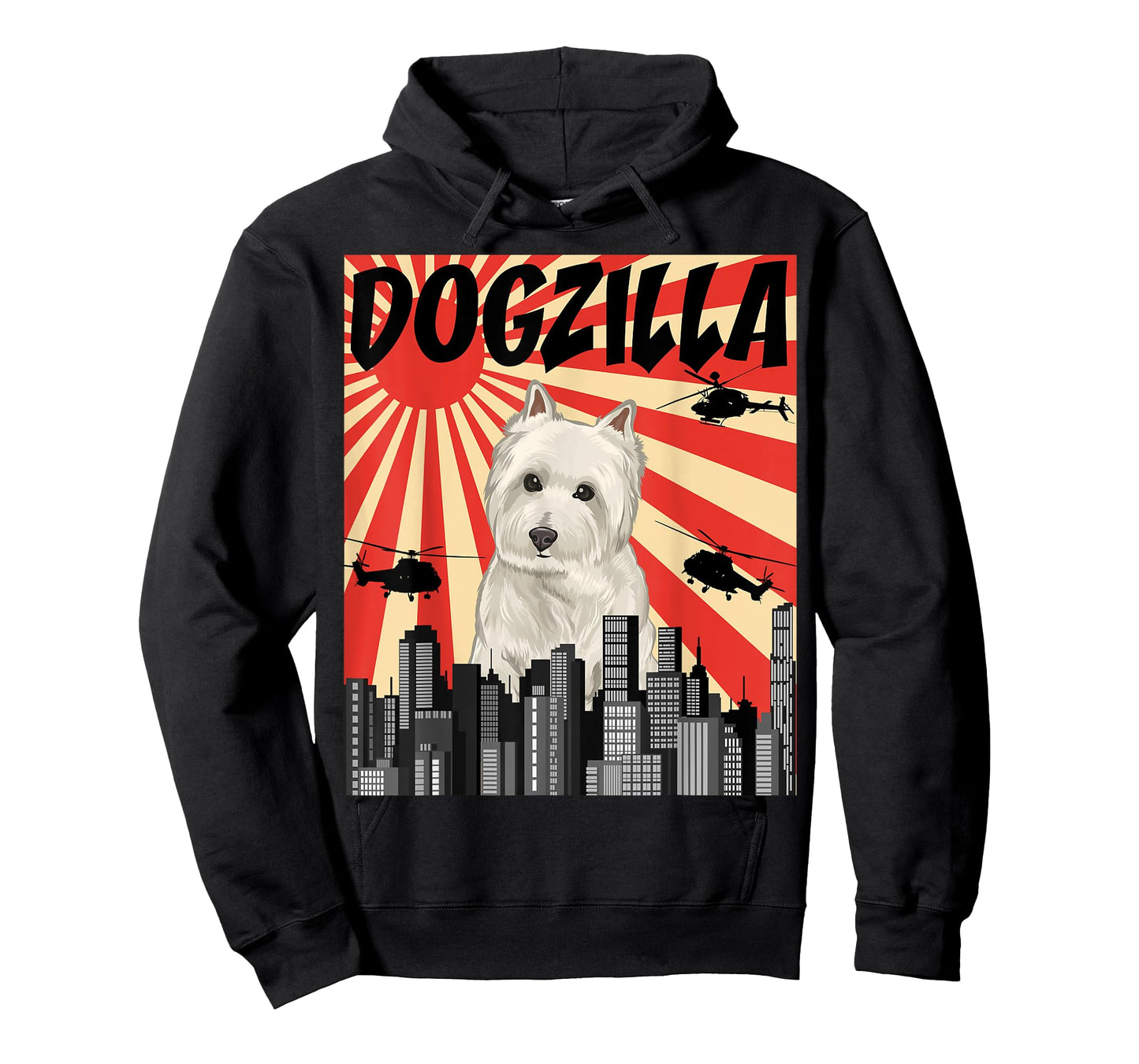 Funny Retro Japanese Dogzilla West Highland White Terrier T-Shirt