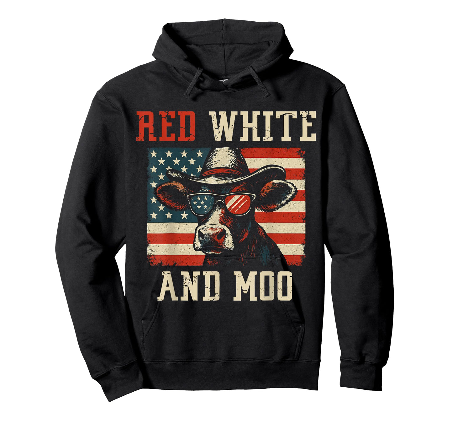 Red, White and Moo Funny Cow American Flag Patriotic T-Shirt