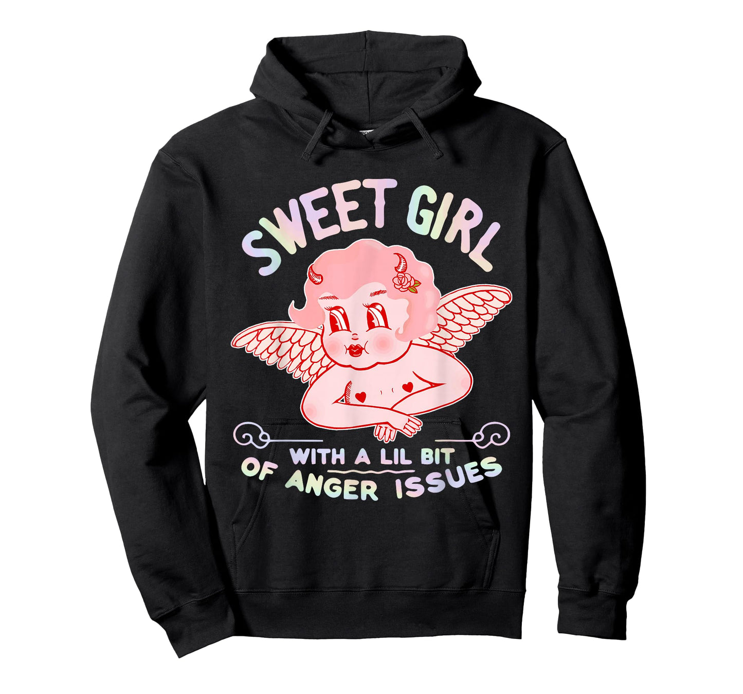 Sweet Girl with A Little Bit of Anger Issues Cupid Quote T-Shirt