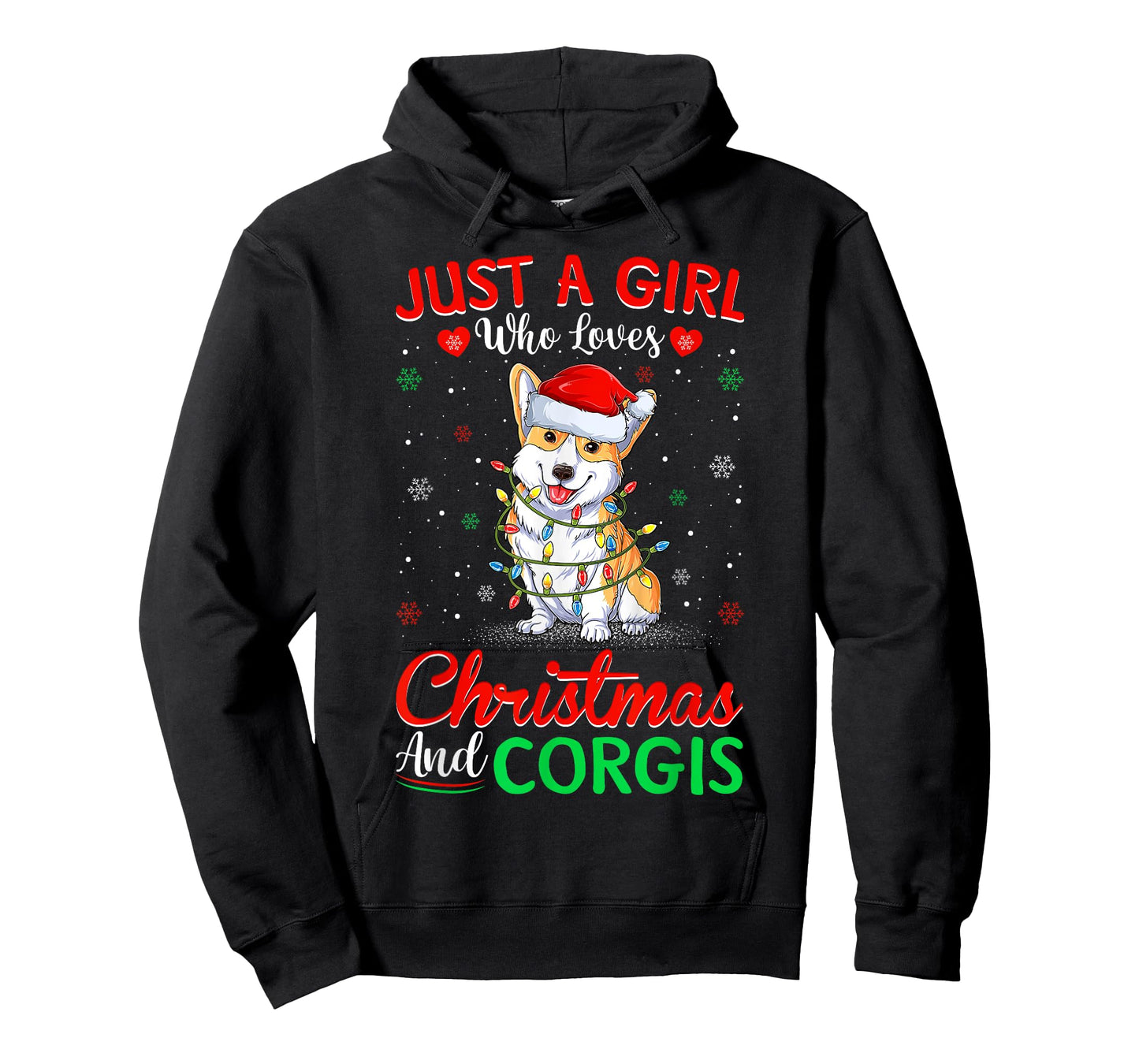 Just A Girl Who Loves Christmas And Corgis Lighting Xmas T-Shirt
