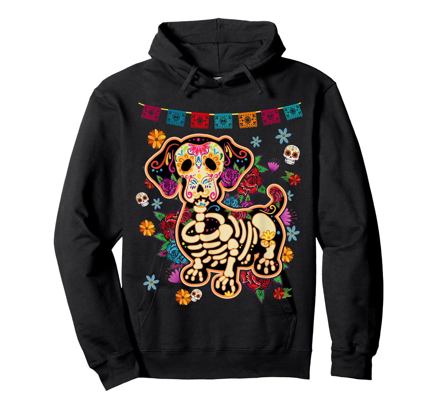 Sugar Skull Mexican Dachshund Bone Halloween Day of The Dead T-Shirt