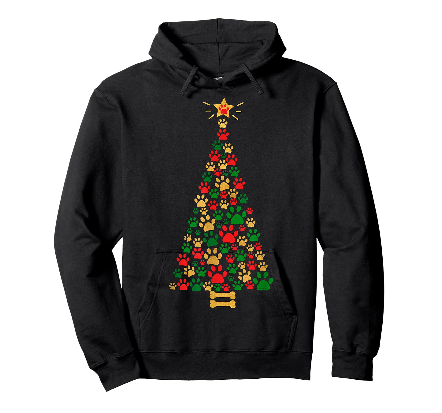 Dog Lovers Cute and Funny Dog Paws Prints Tree Christmas T-Shirt