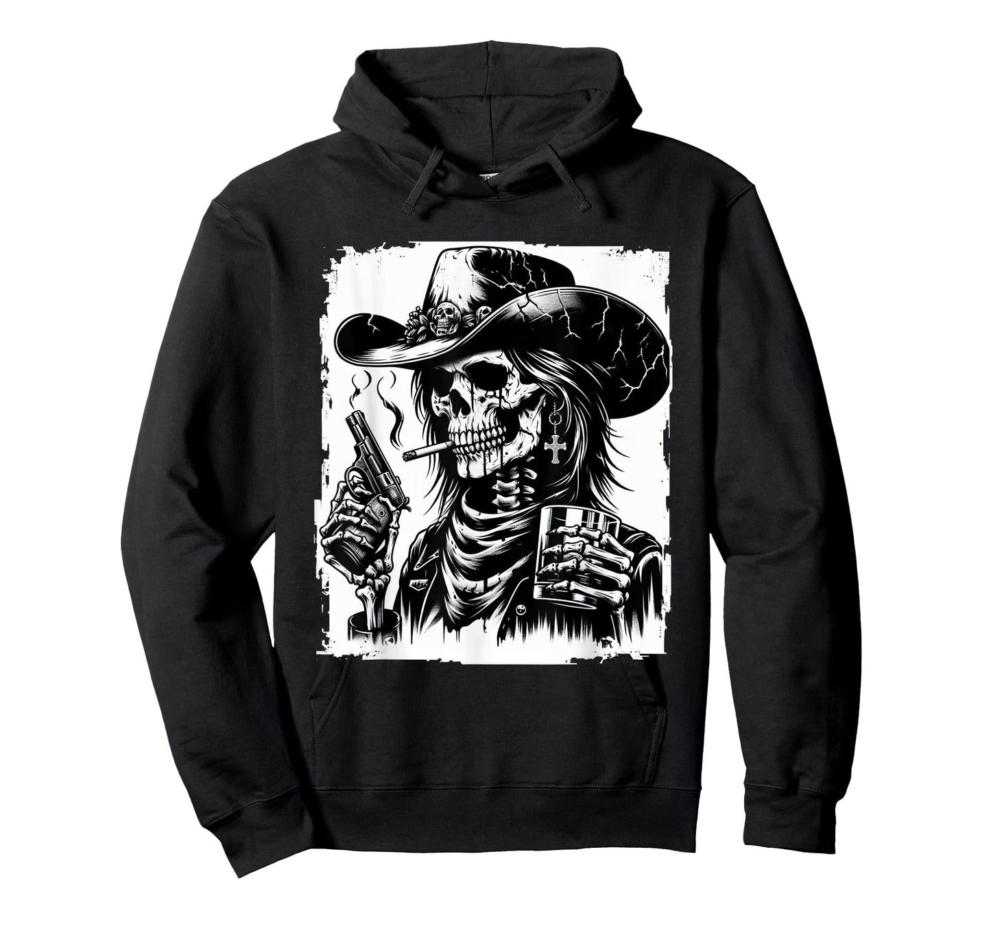 Rustic Skeleton Cowgirl Grunge Goth Skull Art Western Gothic T-Shirt