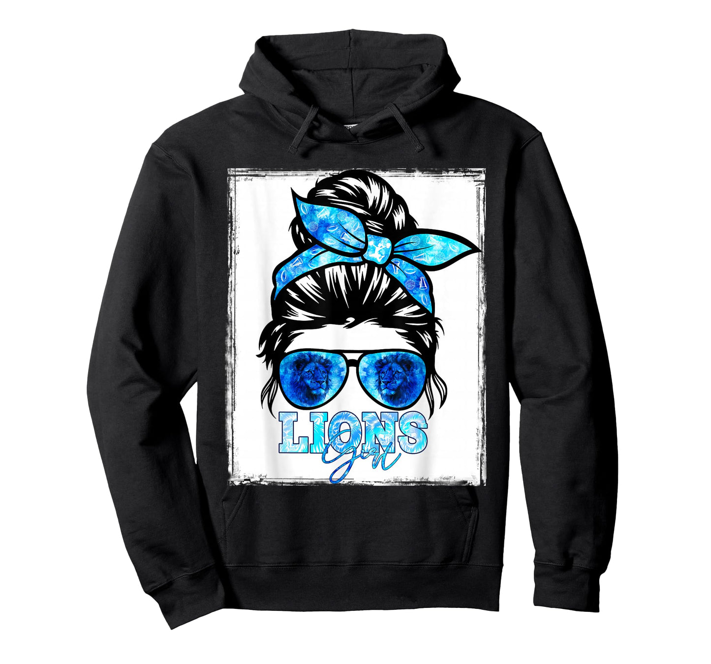 Retro Lion Girl Messy Bun Sports Team Matching Outfit T-Shirt