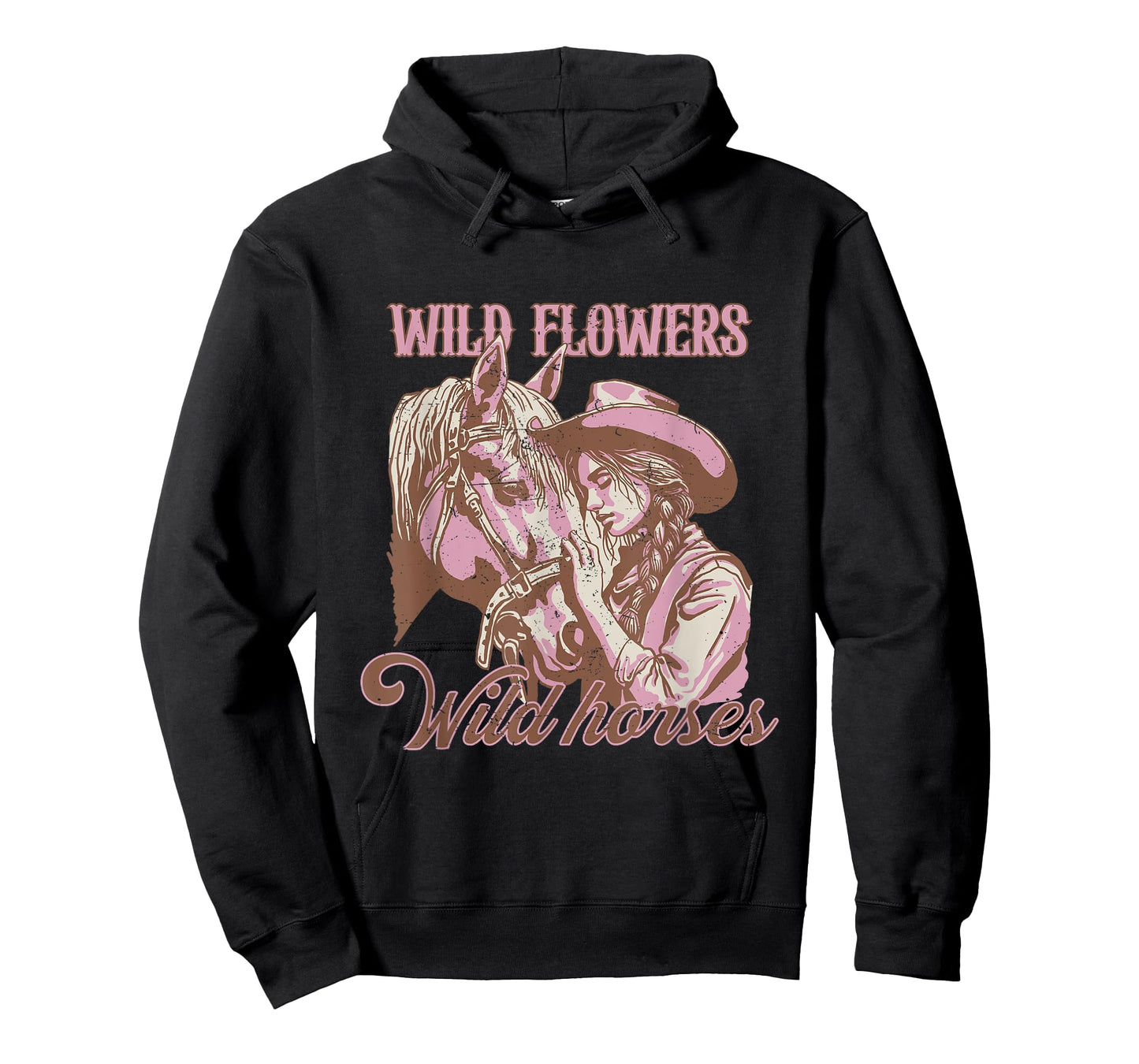 Cowgirl With Horse Wild Flowers Wild Horses Western Vintage T-Shirt