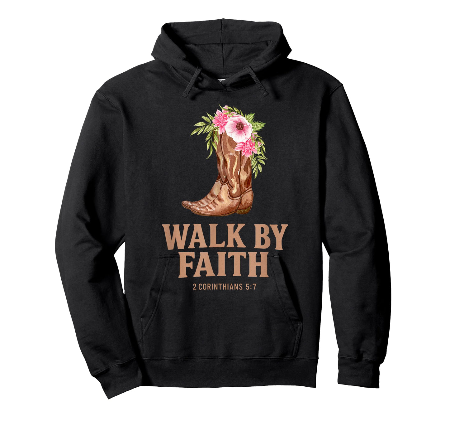 Christian Floral Cowgirl Boots "WALK BY FAITH" T-Shirt