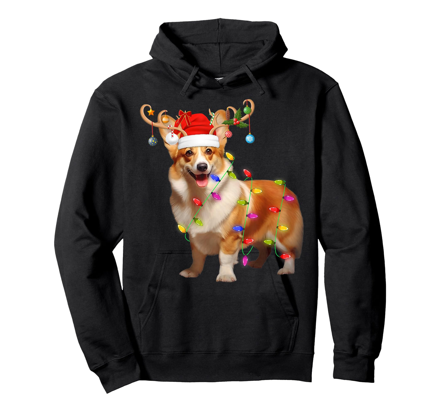 Corgi Dog Xmas Lights Reindeer Santa Corgi Dog Christmas T-Shirt
