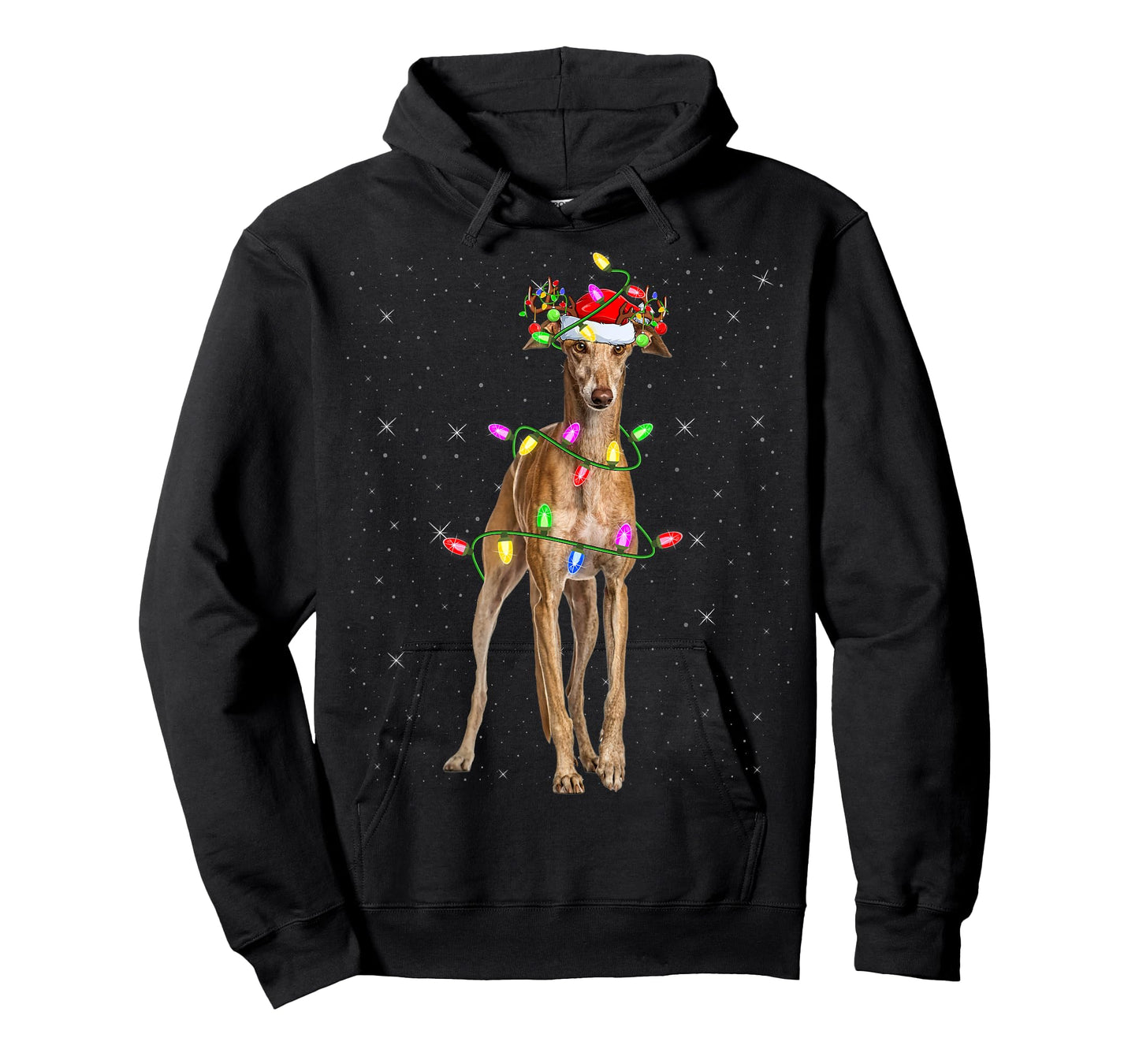 Greyhound Dog Lover Xmas Lighting Santa Greyhound Christmas T-Shirt for Men Women Kids