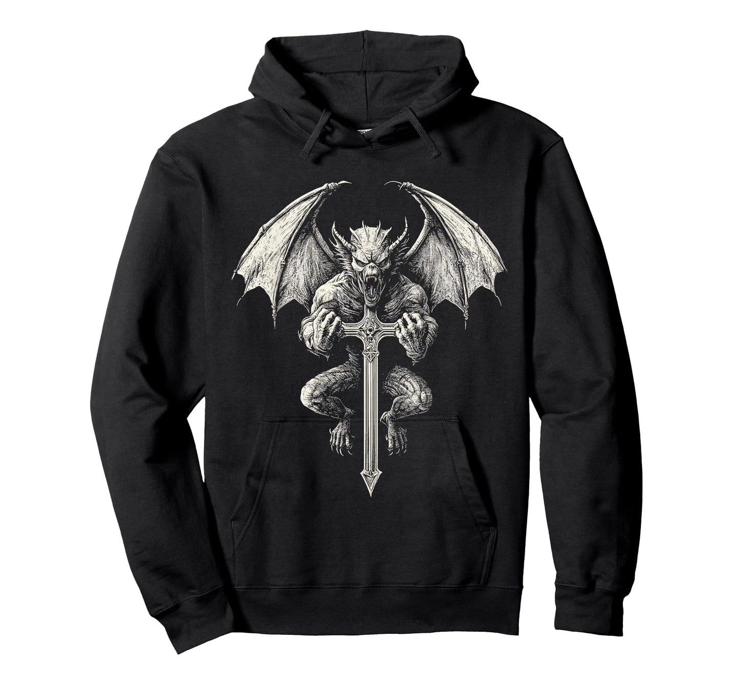 Gothic Gargoyle with Cross T-Shirt