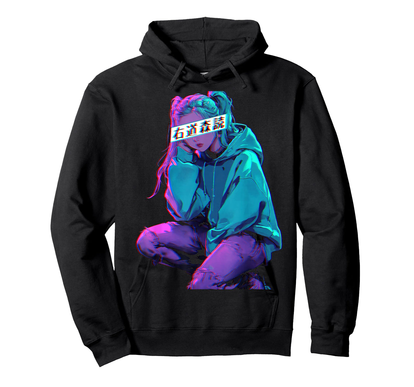 Anime Girl Vaporwave Aesthetic Glitch Art Manga Style T-Shirt