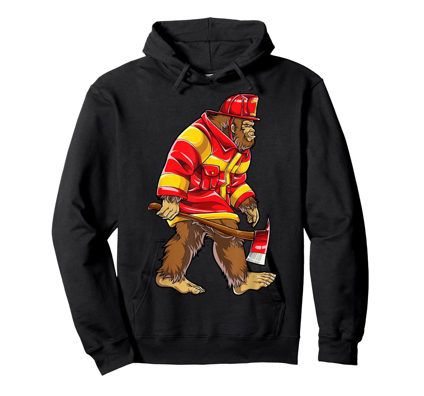 Bigfoot Firefighter Men Thin Red Line Sasquatch Lovers Funny T-Shirt