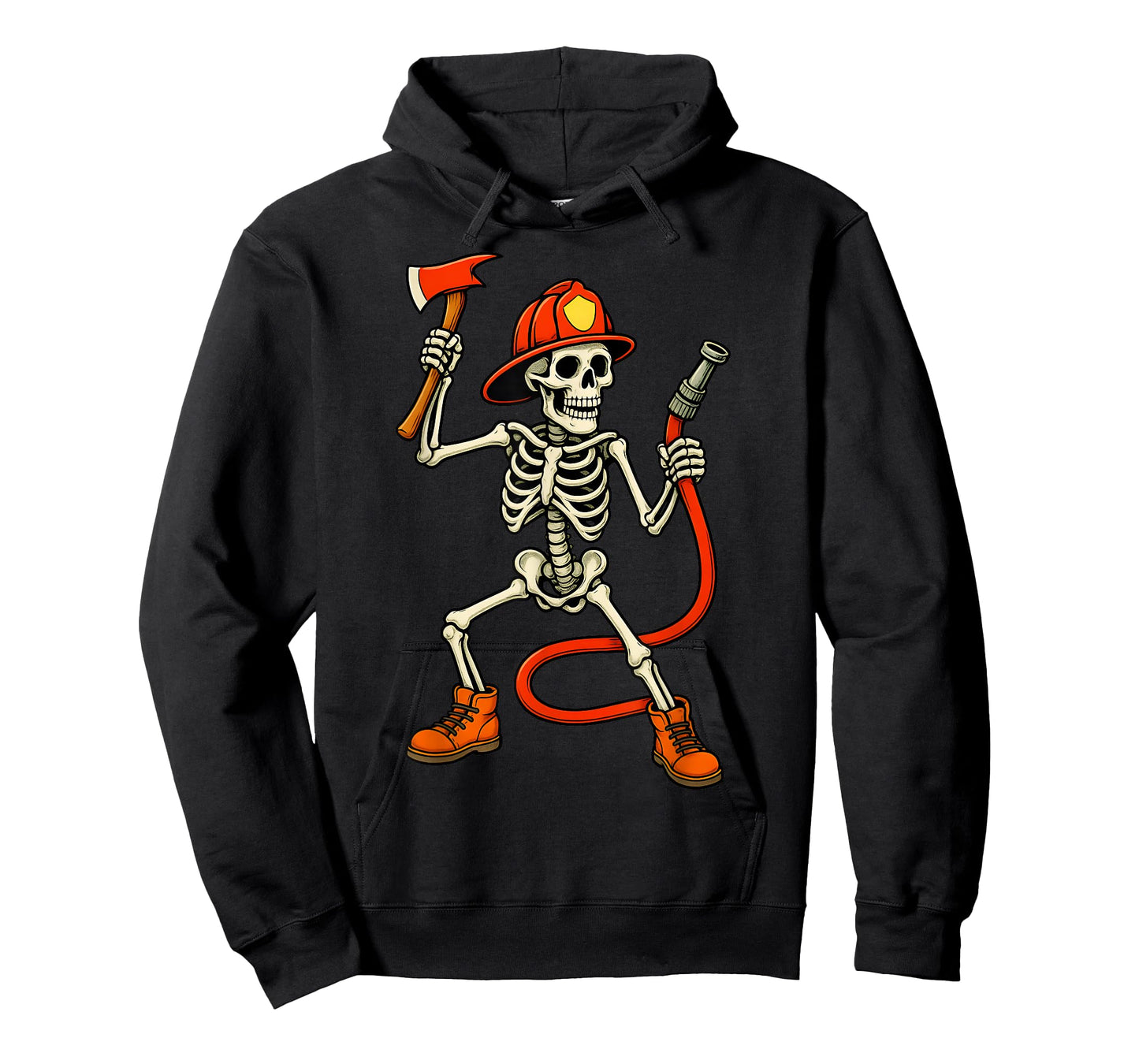 Skeleton Fireman Halloween Firefighter Boys Kids Men T-Shirt