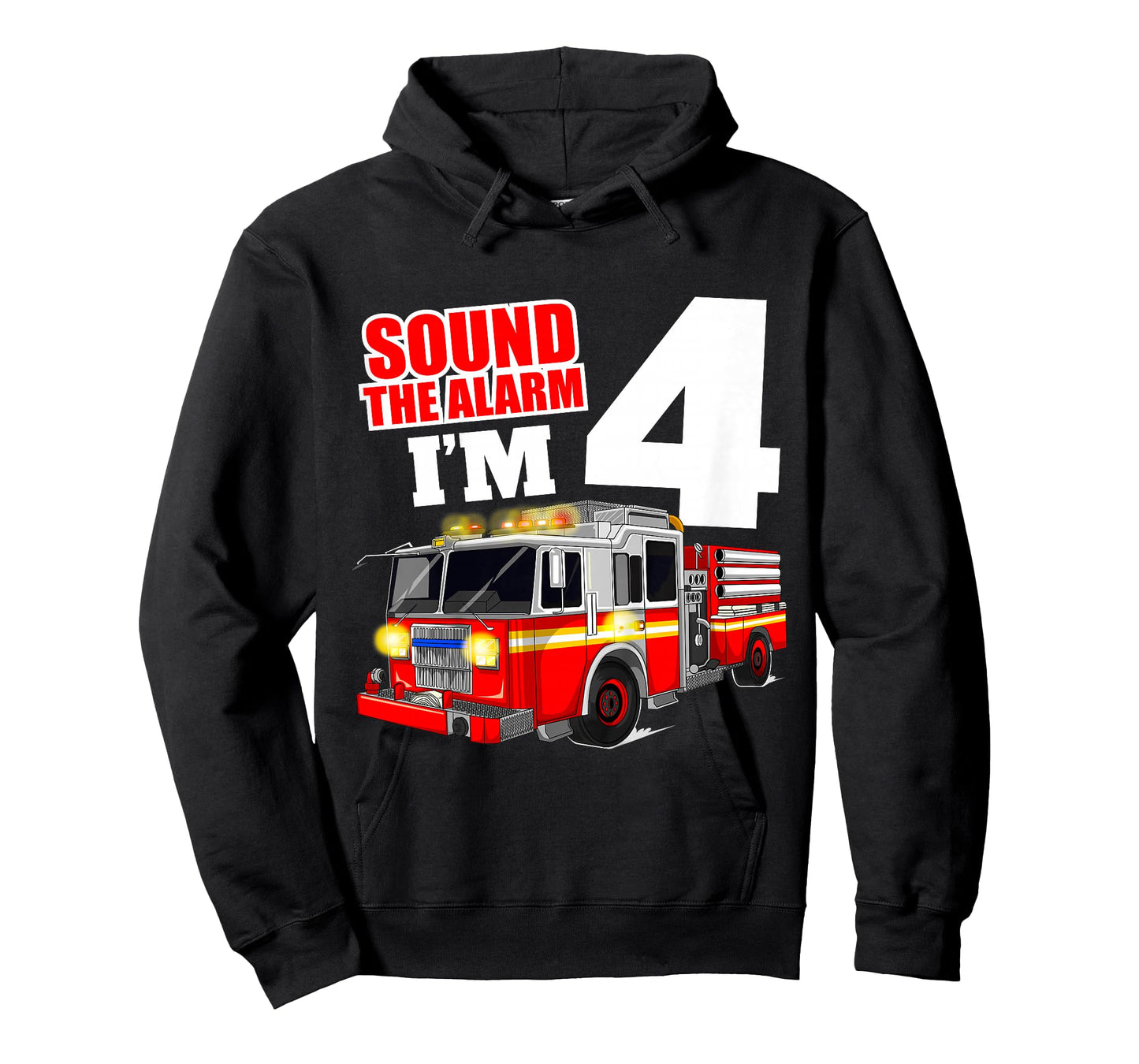 Kids Fire Truck 4th Birthday Boy Firefighter 4 Year Old T-Shirt