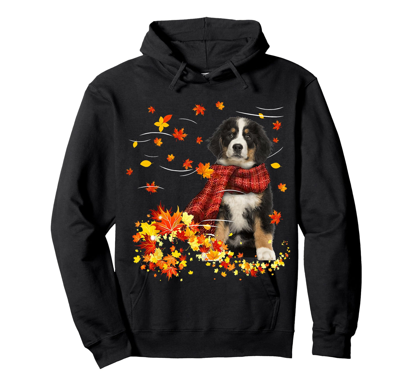 Bernese Mountain Fall Red Scarf Autumn Leaf Gift Dog Lover T-Shirt