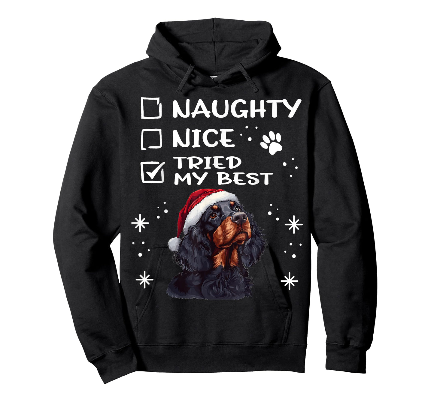 Cute Gordon Setter Dog Christmas Naughty Nice Tried my Best T-Shirt
