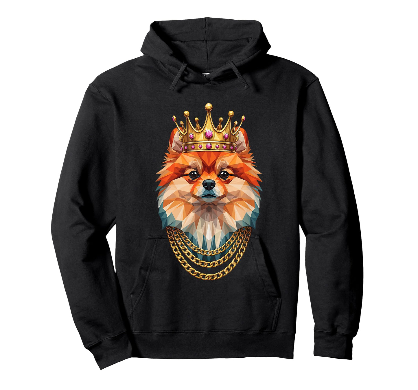 Pomeranian Dog Gangster Golden Crown King Regal Art T-Shirt