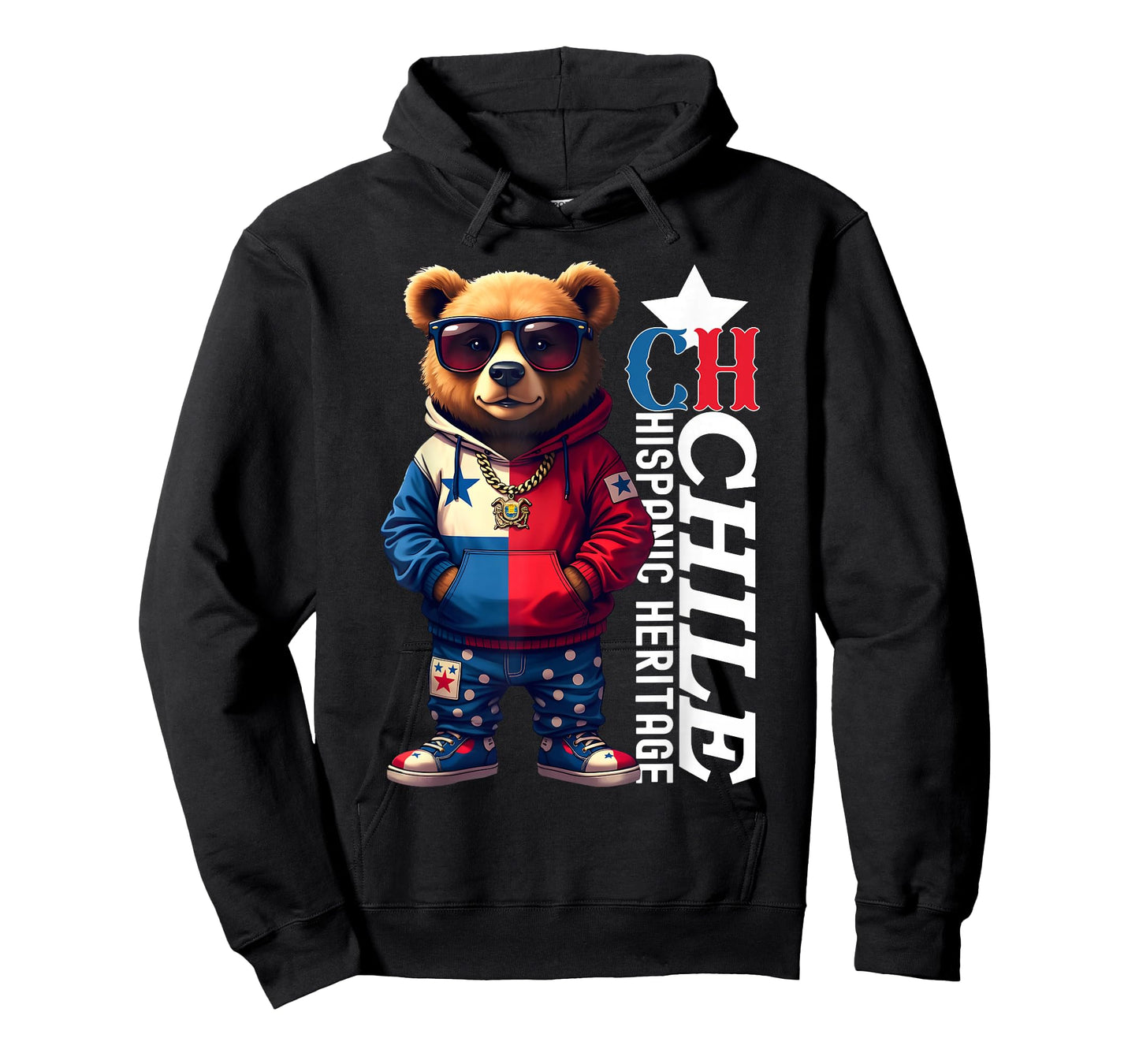 Funny Teddy Bear Chile Flag Hispanic Heritage Chilean Kids T-Shirt