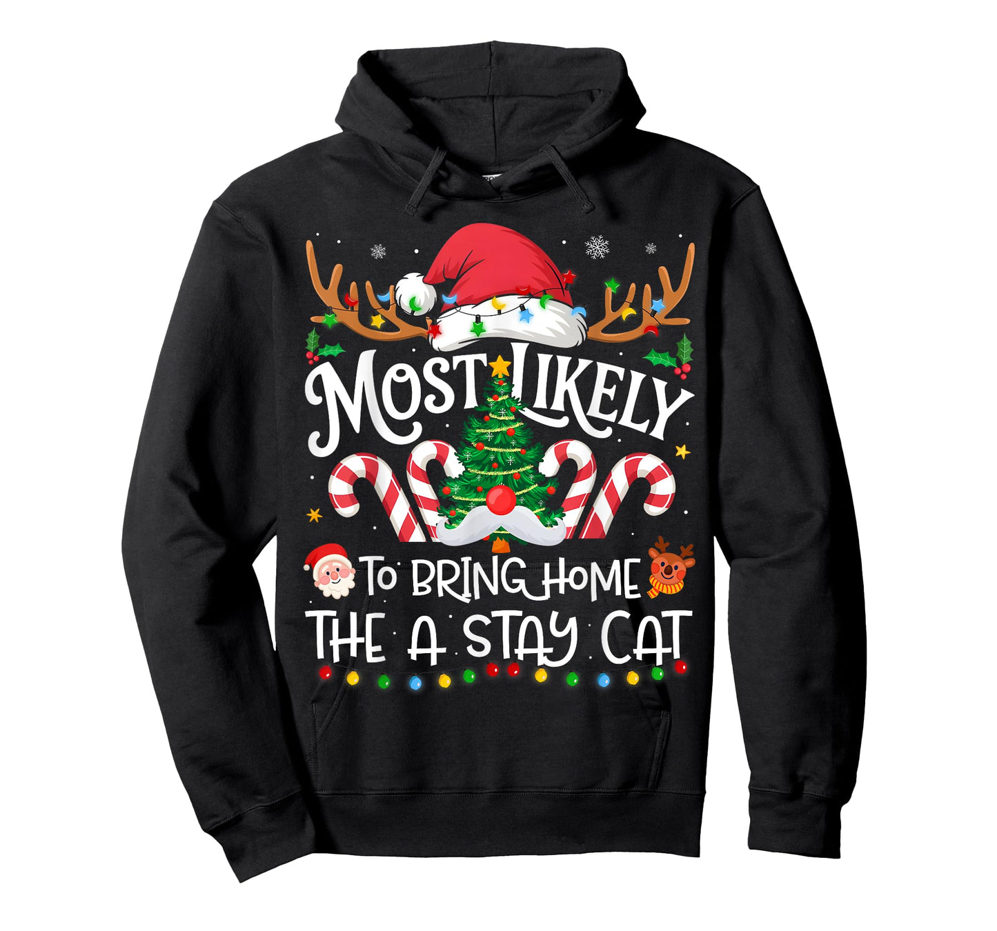 Most Likely to Bring Home The Stray Cat Family Matching Xmas T-Shirt