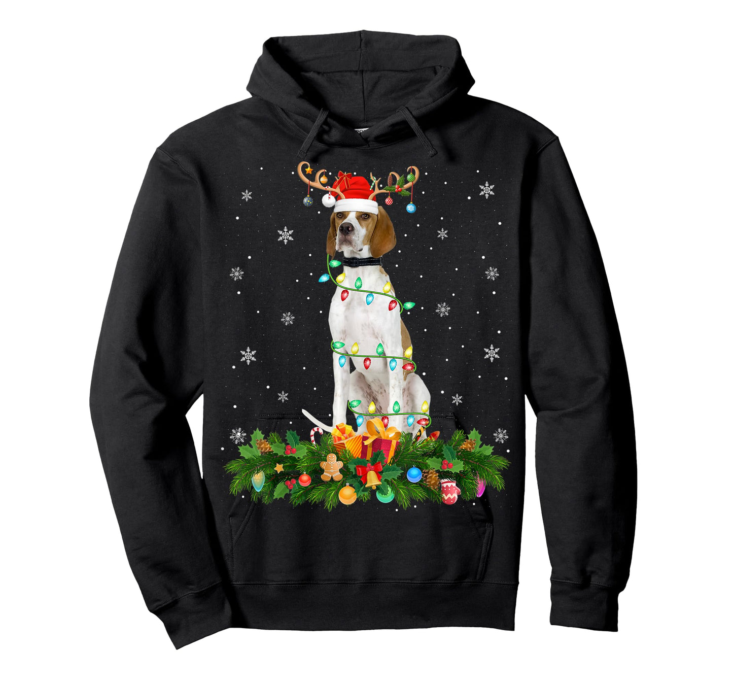 English Pointer Lover Reindeer Hat English Pointer Christmas T-Shirt