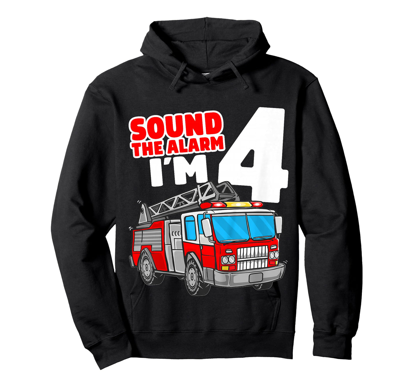 Kids Fire Truck 4 Year Old Firefighter Four 4th Birthday Boy T-Shirt