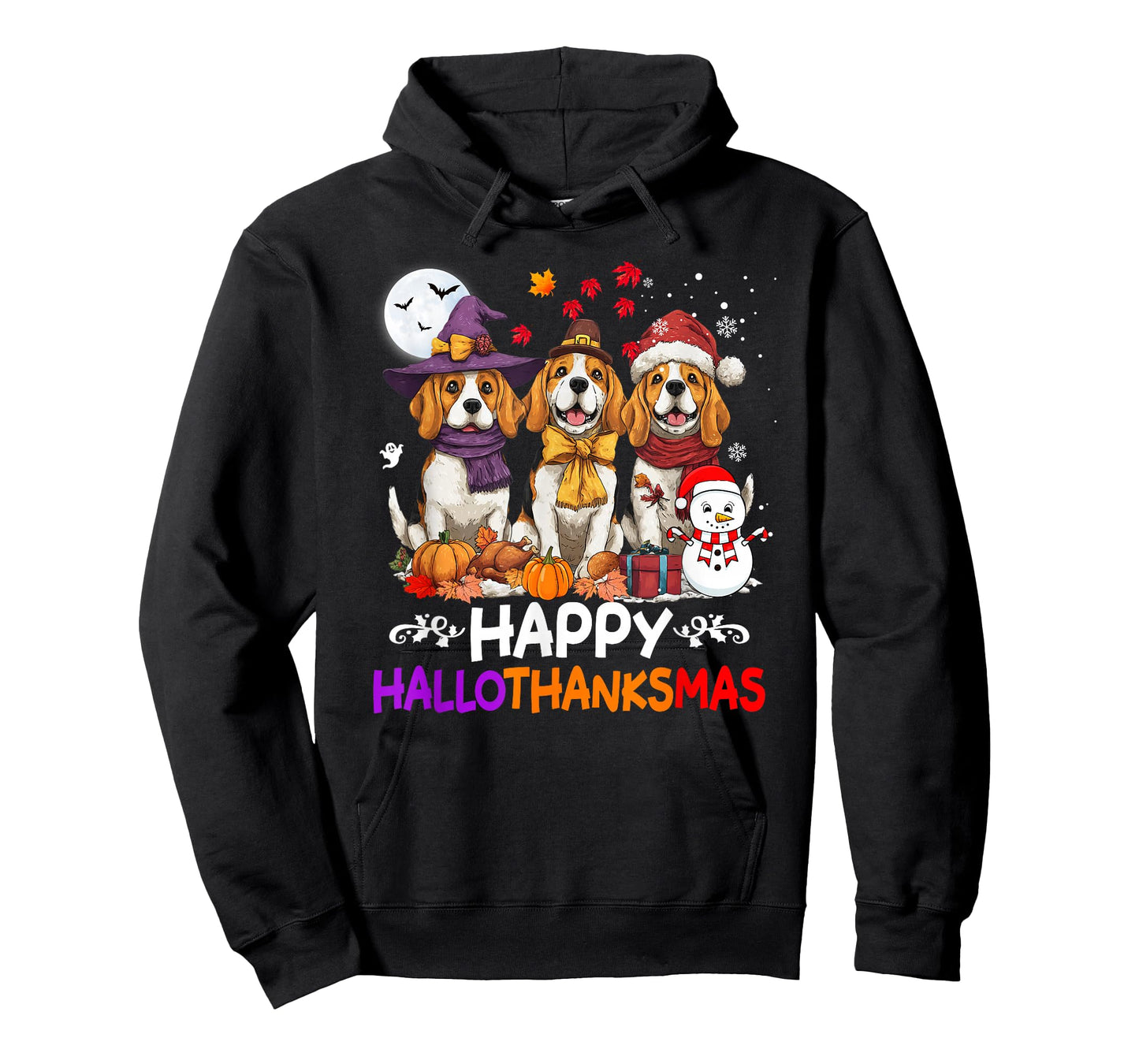 Cute Beagle Dog Hallothanksmas Halloween Thanksgiving Xmas T-Shirt