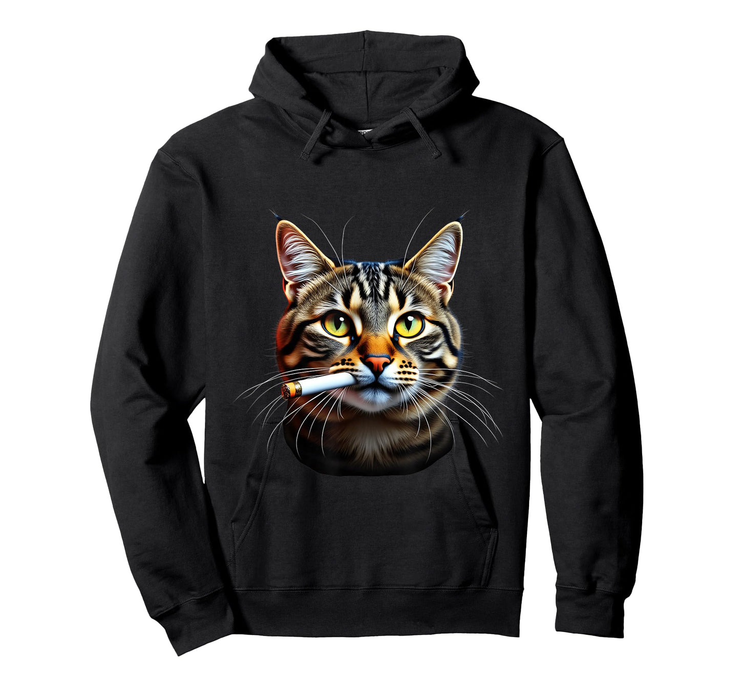 Smoky Cat with Cigarette Whiskers Fun T-Shirt