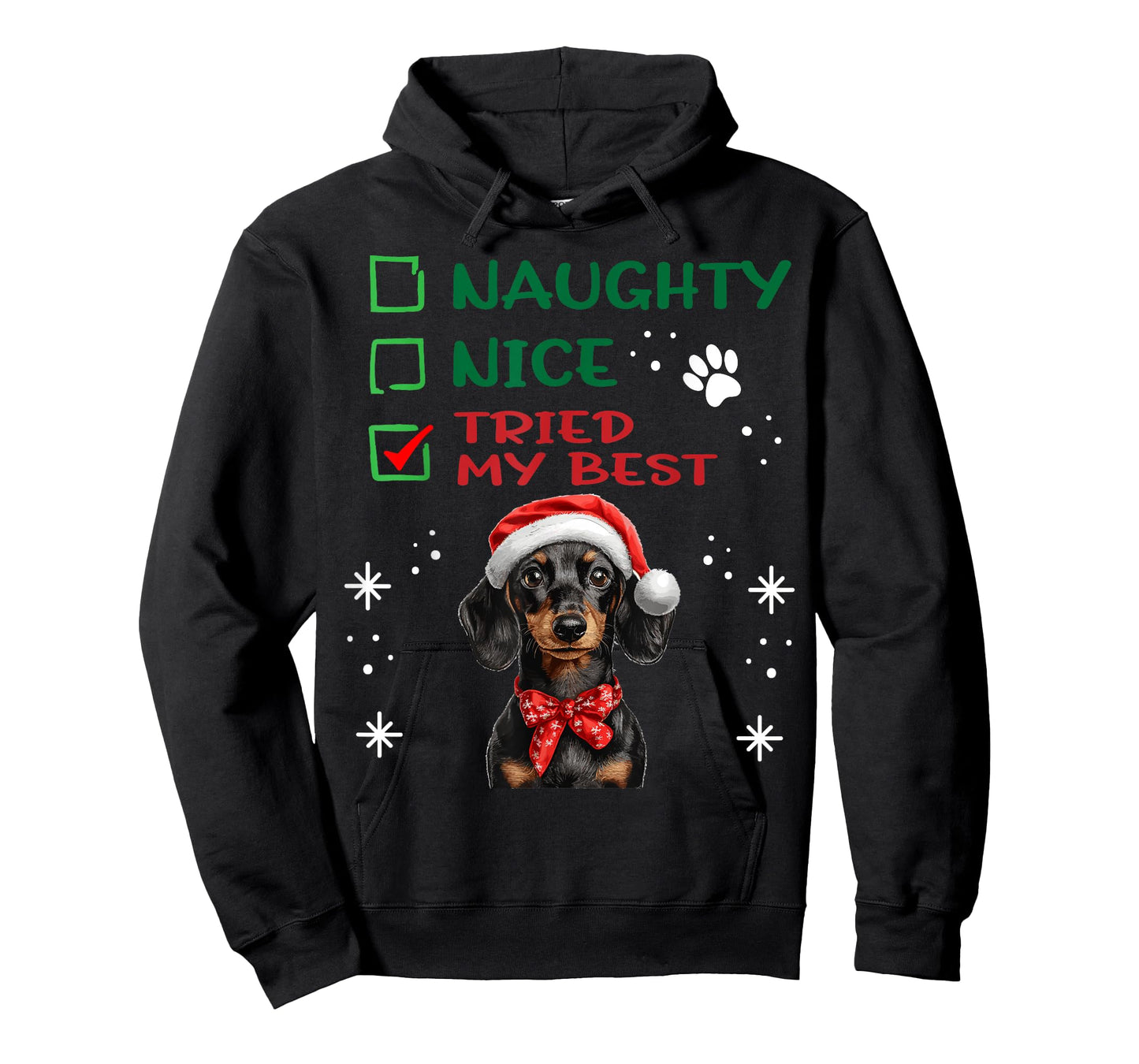 Cute Dachshund Wiener Doxie dog Dog Christmas Naughty Nice T-Shirt
