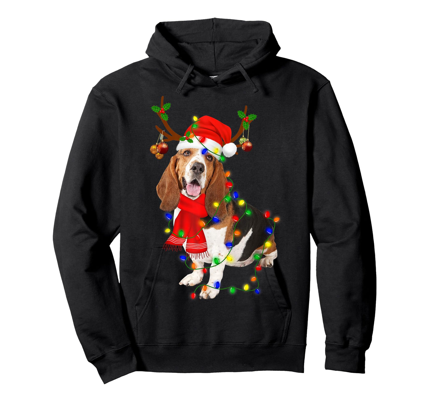 Basset Hound Christmas Light Merry Christmas Winter Gift T-Shirt