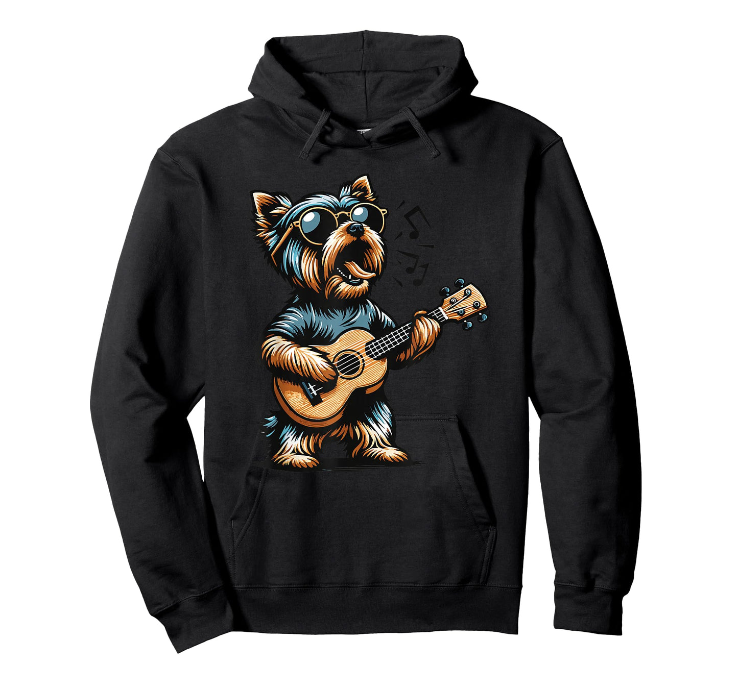 Dog Playing Guitar Singing Yorkshire Terrier Funny Yorkie T-Shirt