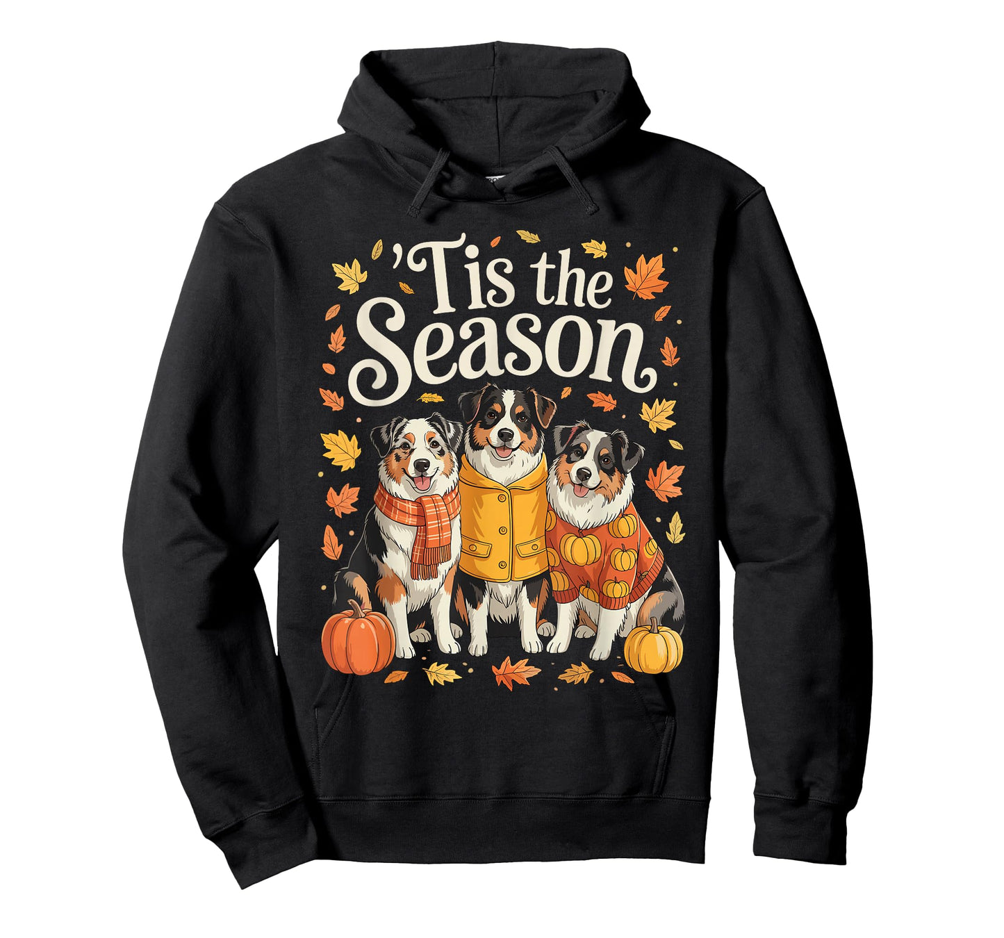Tis The Season Australian Shepherd Fall Autumn Pumpkin Dog T-Shirt