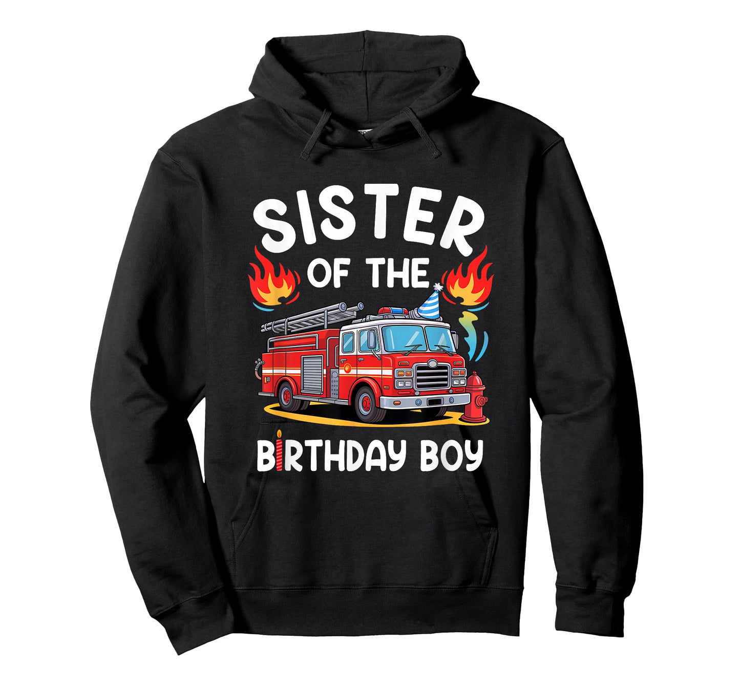 Sister Of The Birthday Boy Fire Truck Firefighter 1St Party T-Shirt
