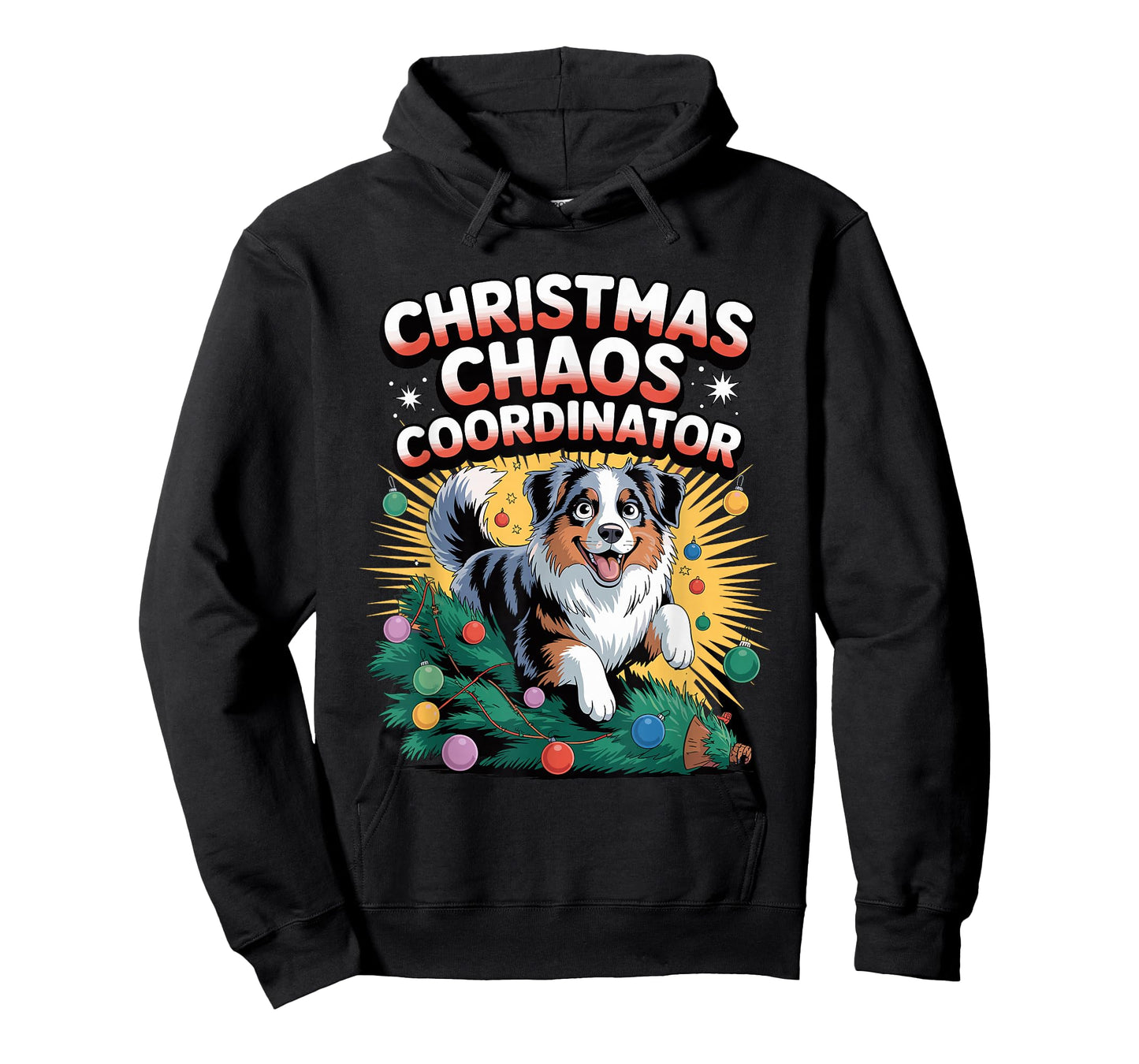 Christmas Chaos Coordinator Xmas Dog Australian Shepherd T-Shirt