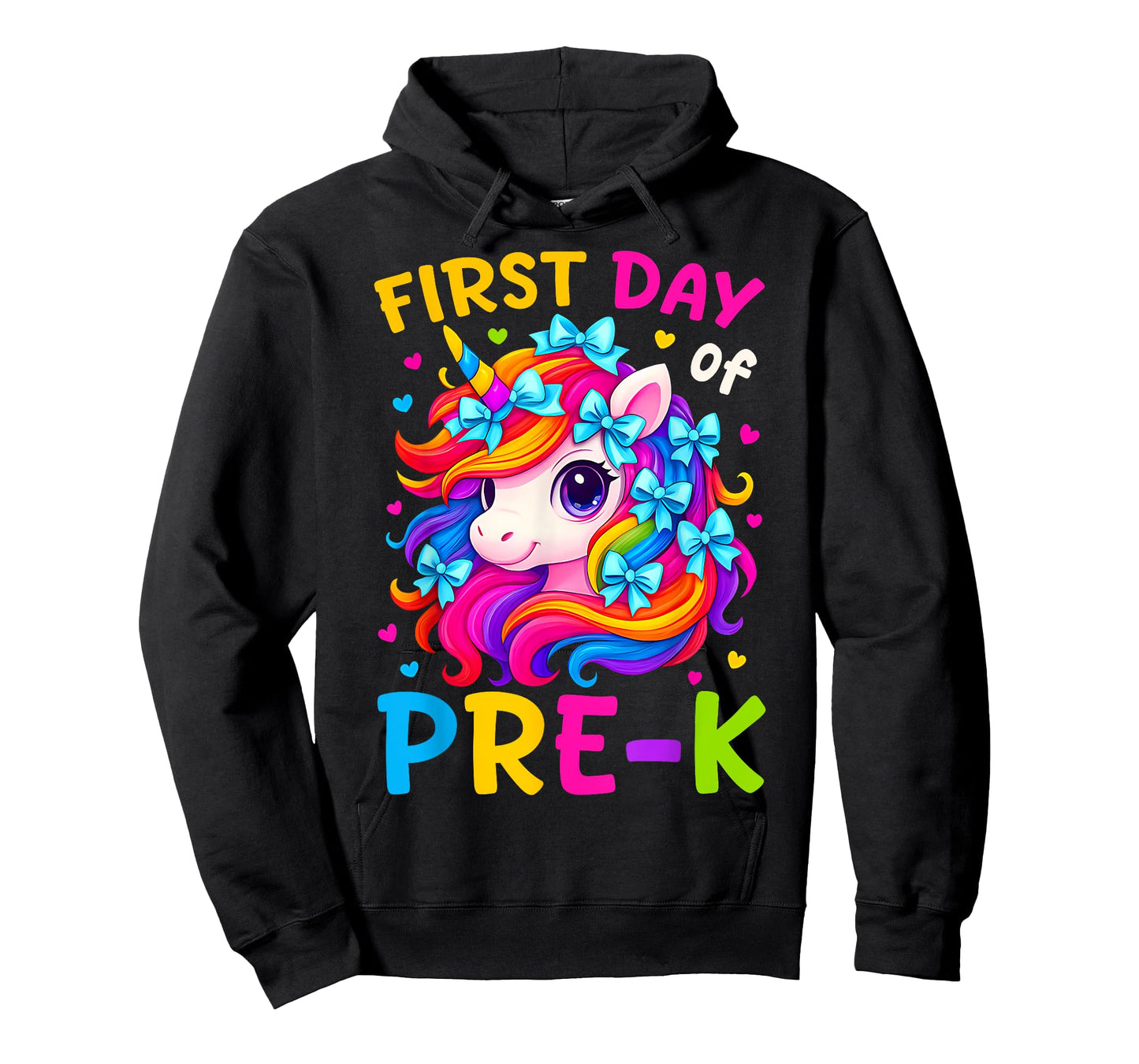 First Day of Pre-K Kids Girl Bow Unicorn Back To School Prek T-Shirt