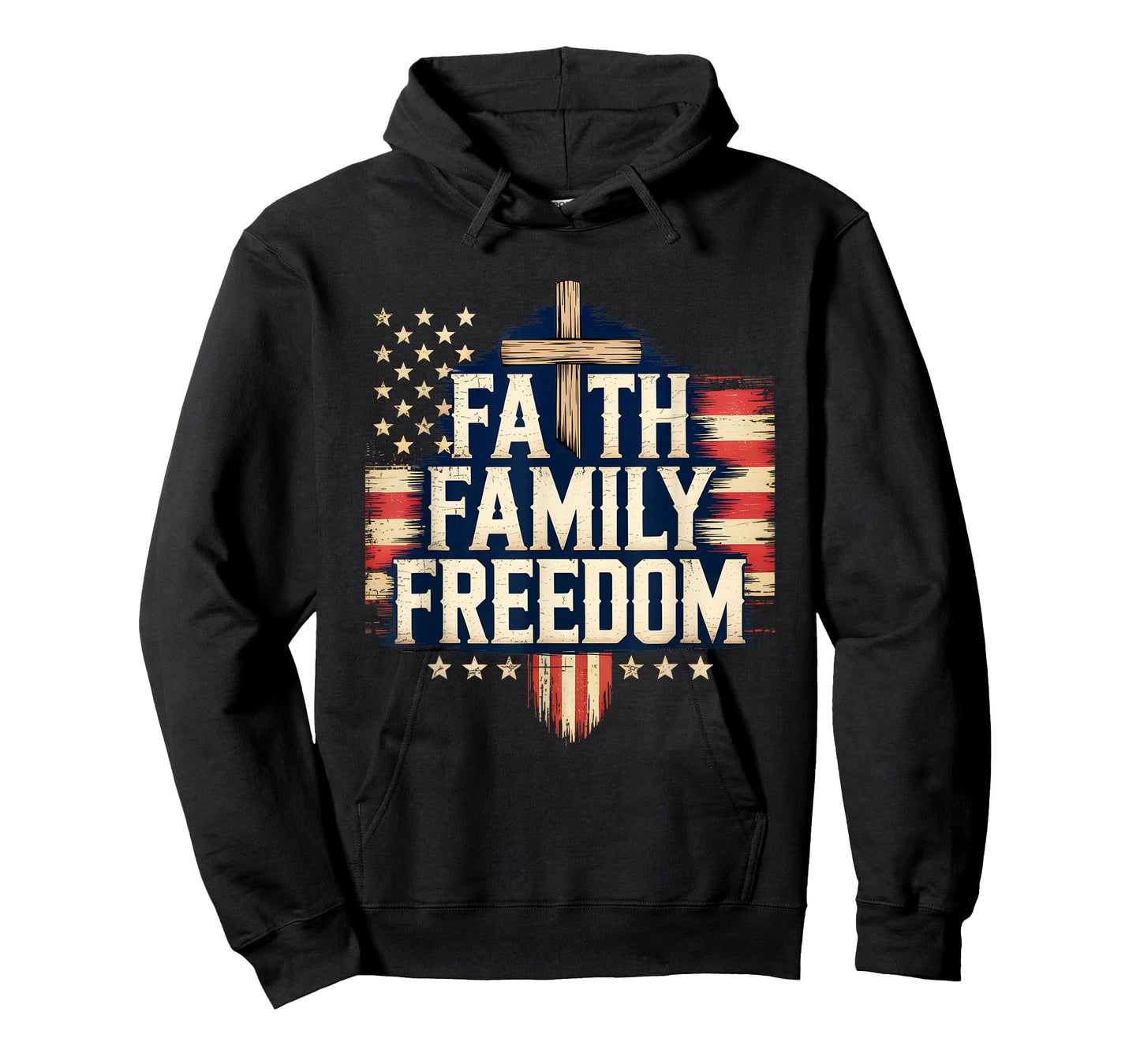 Cool Flag with Cross Patriotic JUY 4th Faith Family Freedom T-Shirt