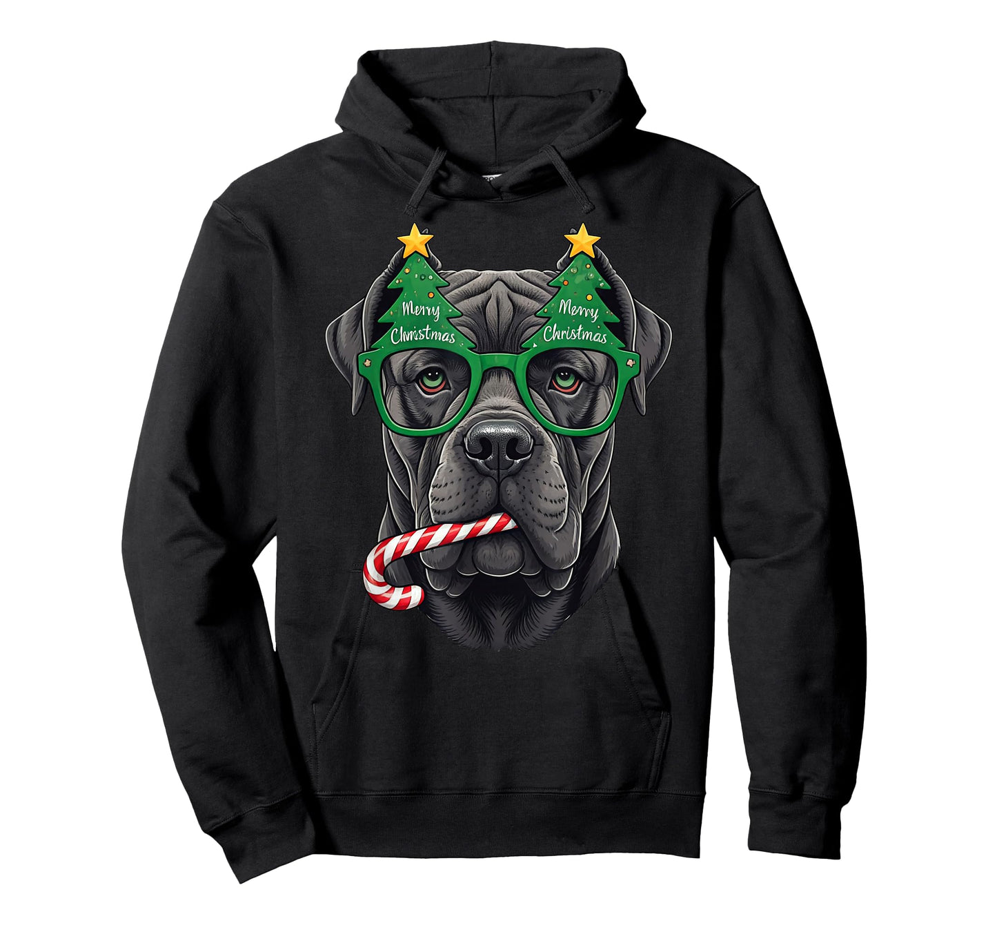 Christmas Tree Sunglasses Cane Corso Candy Cane Mens Womens T-Shirt