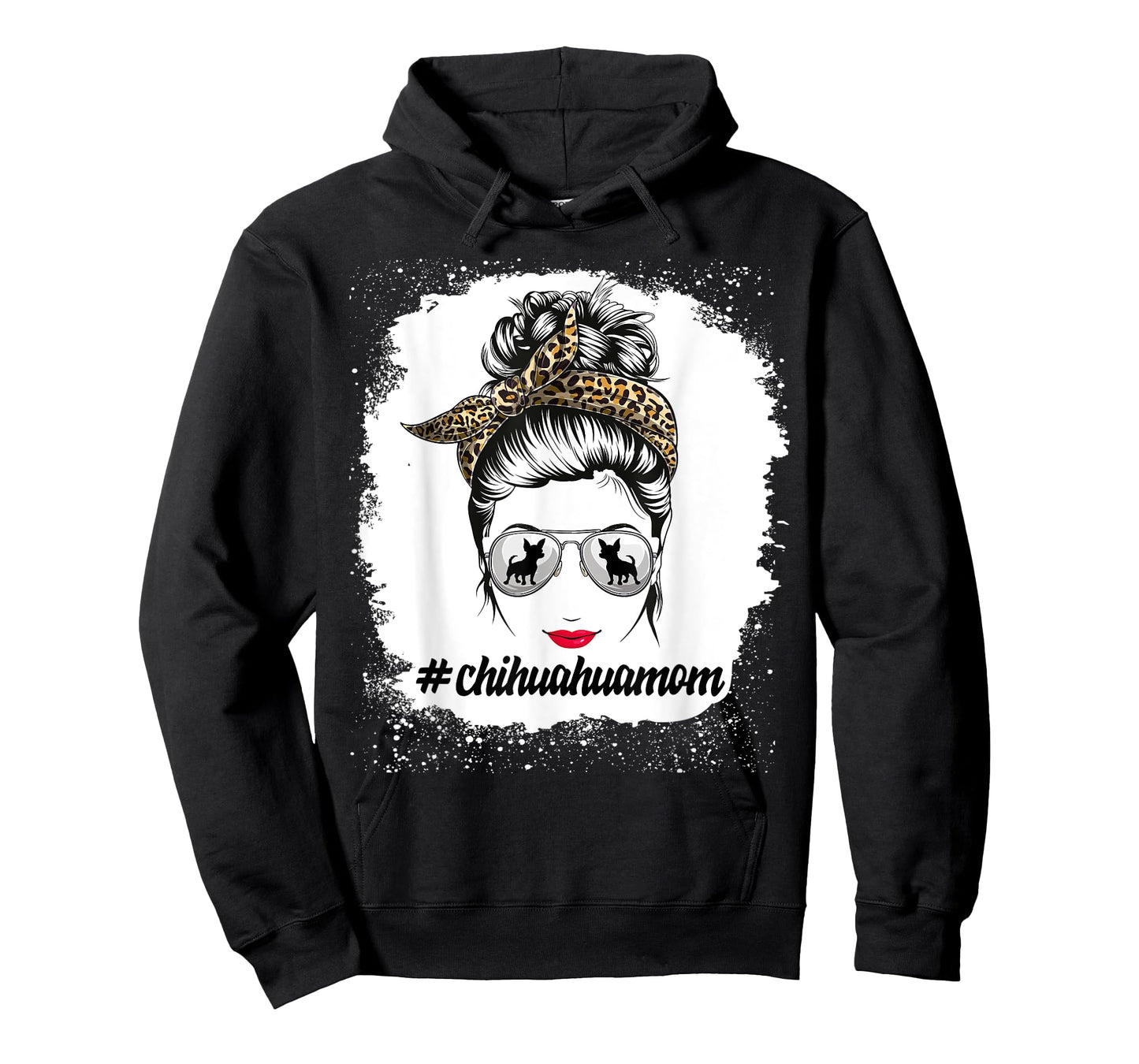 chihuahua Dog Mom Bleached Messy Bun Leopard Women Pet Lover T-Shirt