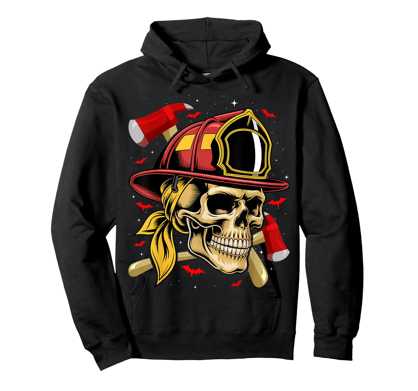 Fireman Skull Firefighter Skeleton Halloween Costume T-Shirt
