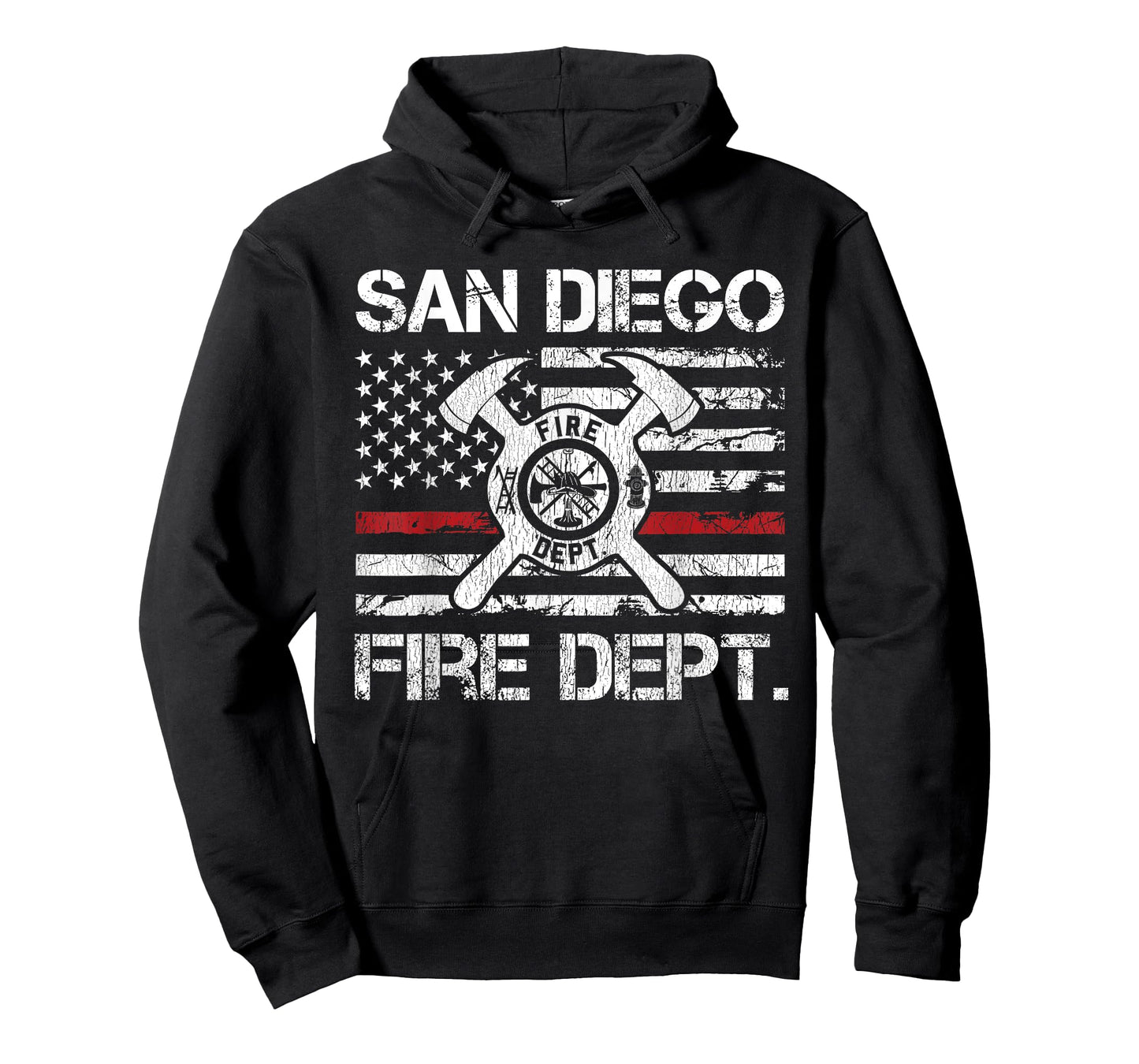 San Diego California Fire Department Thin Red Line Fireman T-Shirt