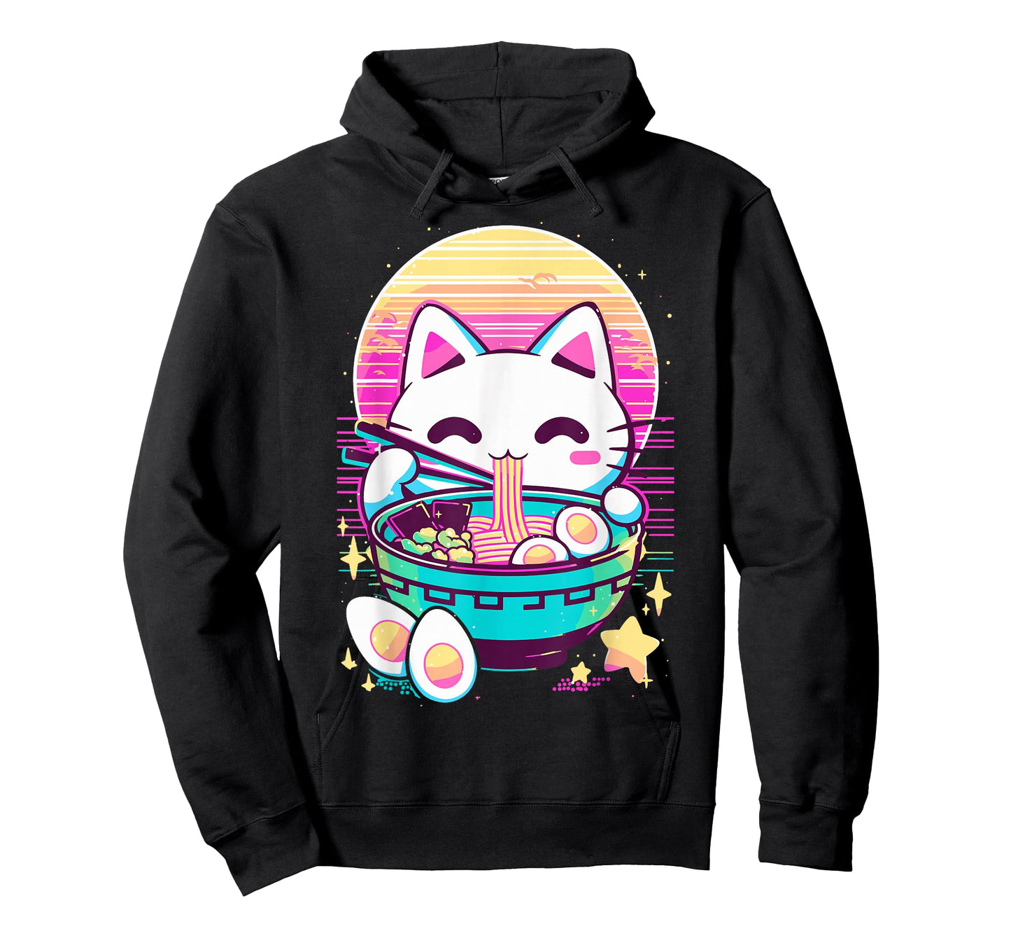 Anime Cat Eating Ramen Japanese Ramen Cat Japan T-Shirt