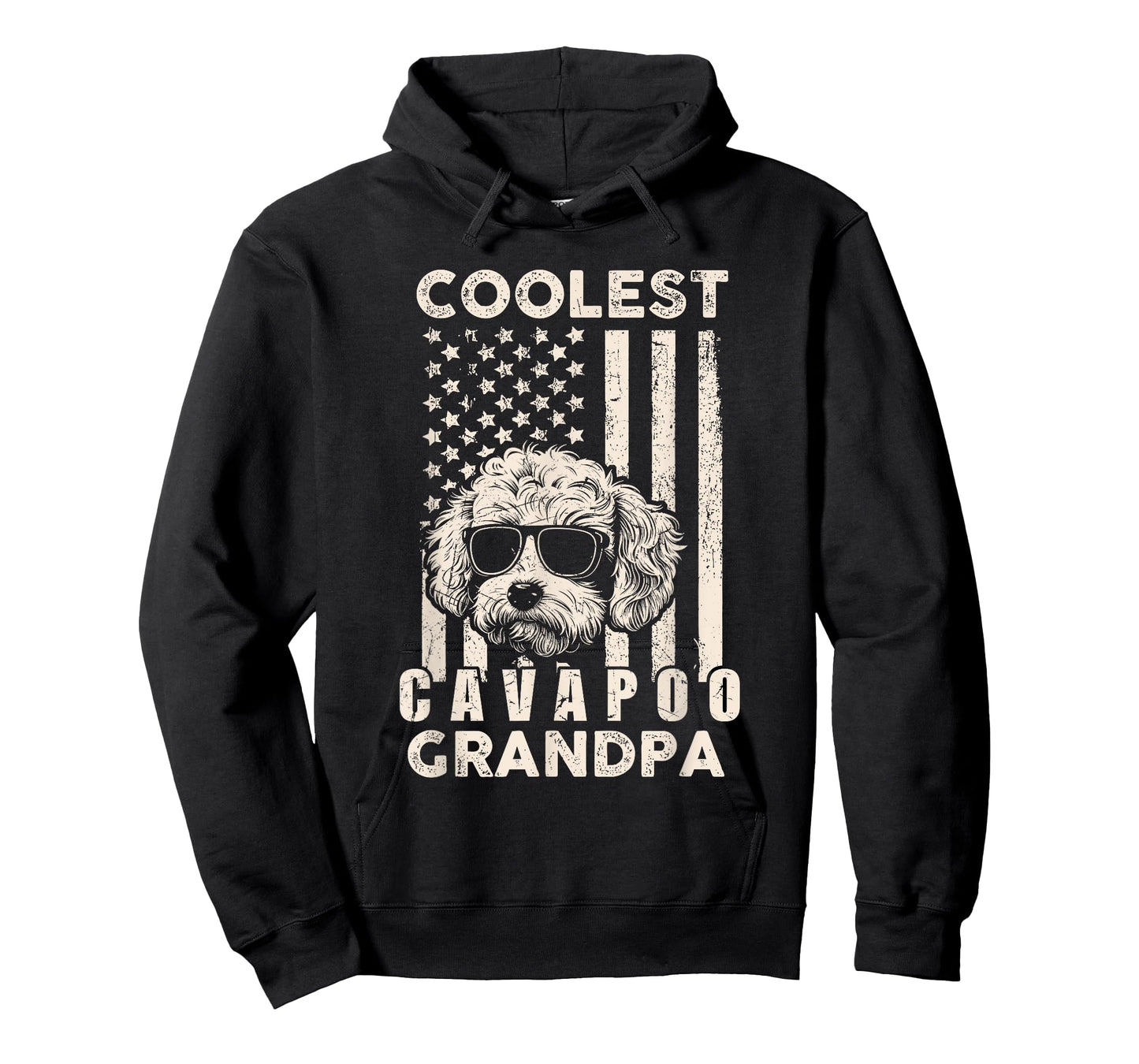 Coolest Cavapoo Grandpa Vintage American Flag Funny Dog Xmas T-Shirt