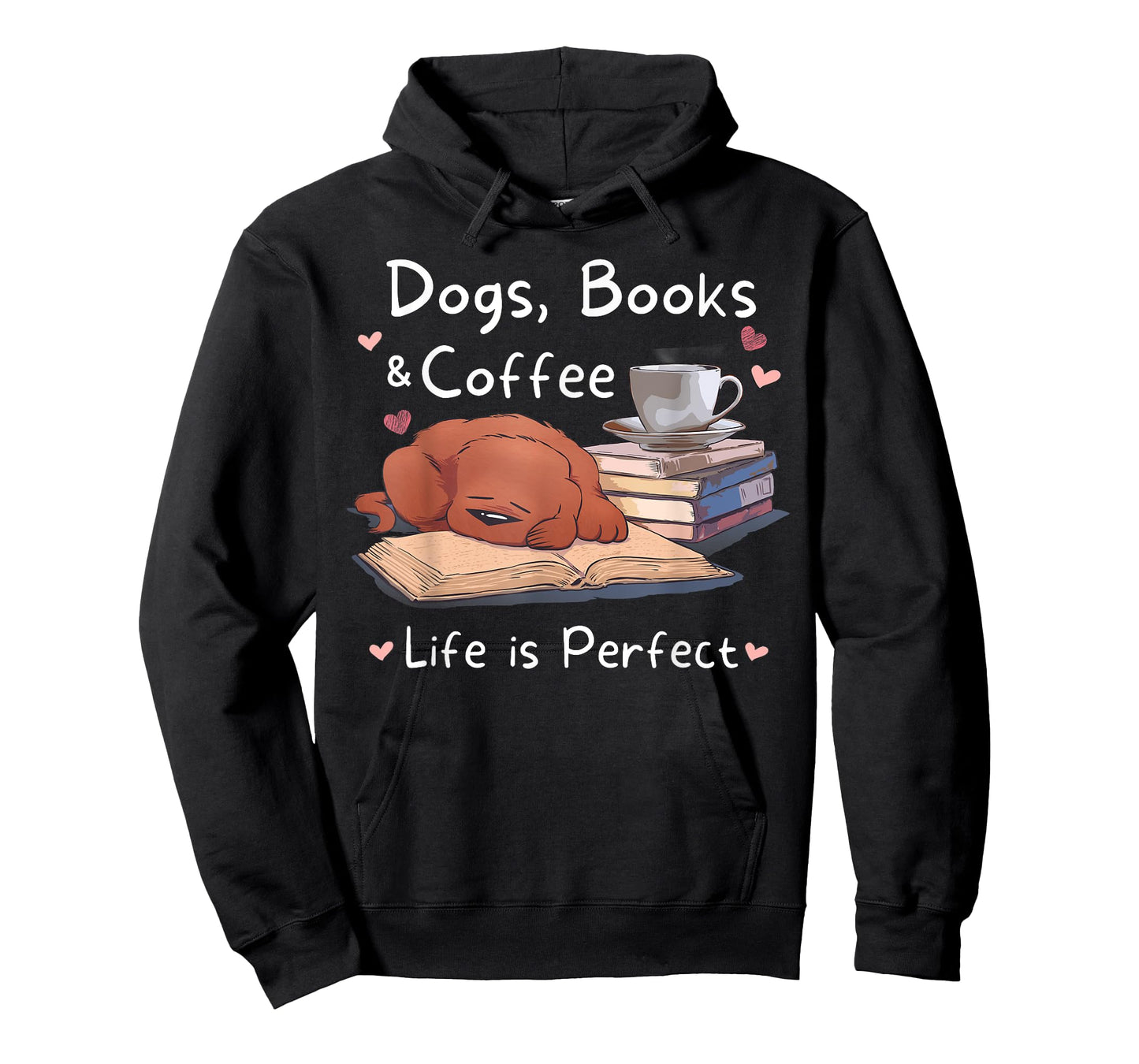 Dog Mom Dad dogs books coffee men's women's Graphic T T-Shirt