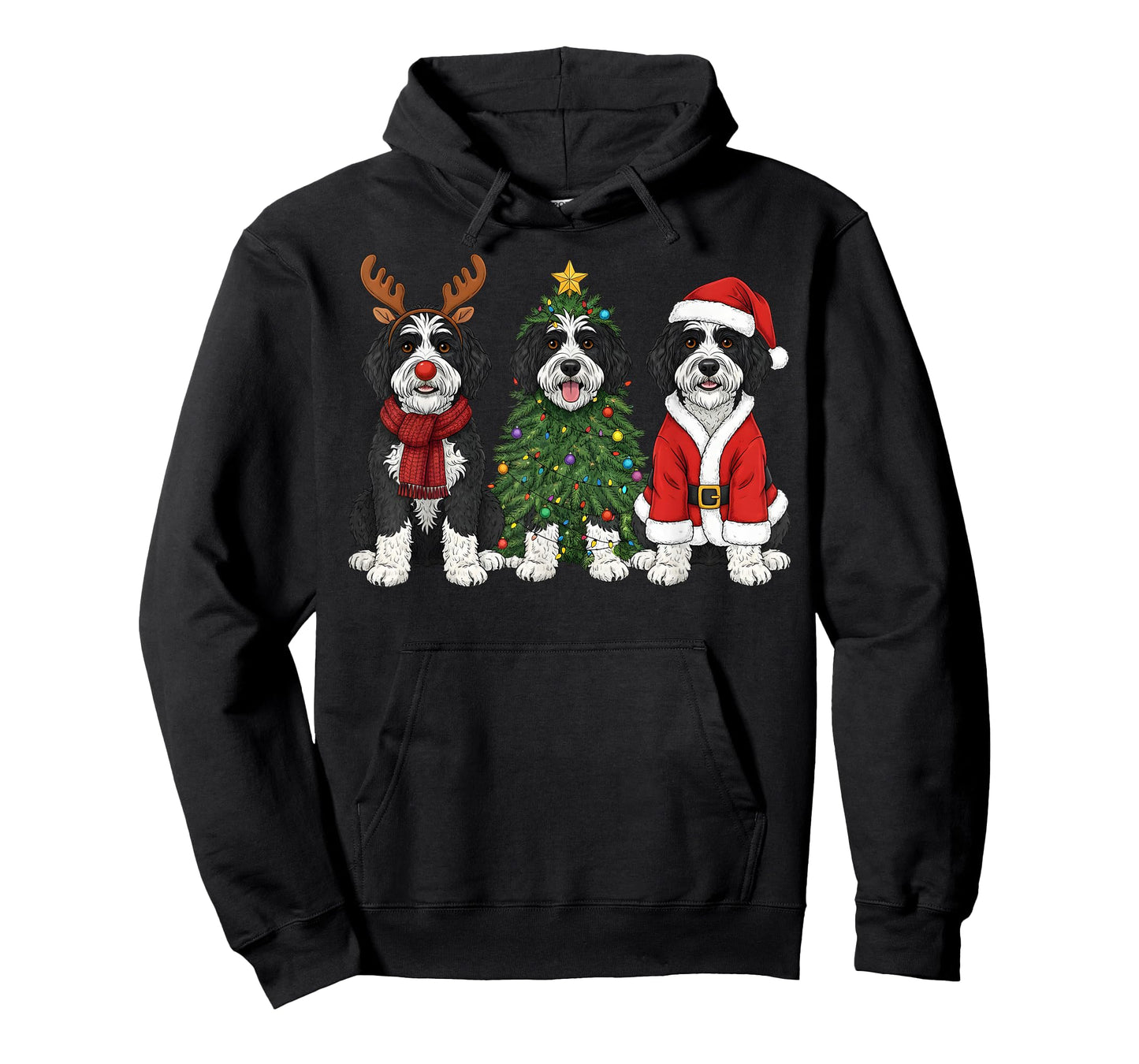 Retro Christmas Sheepadoodle Santa Reindeer Dog Lover T-Shirt