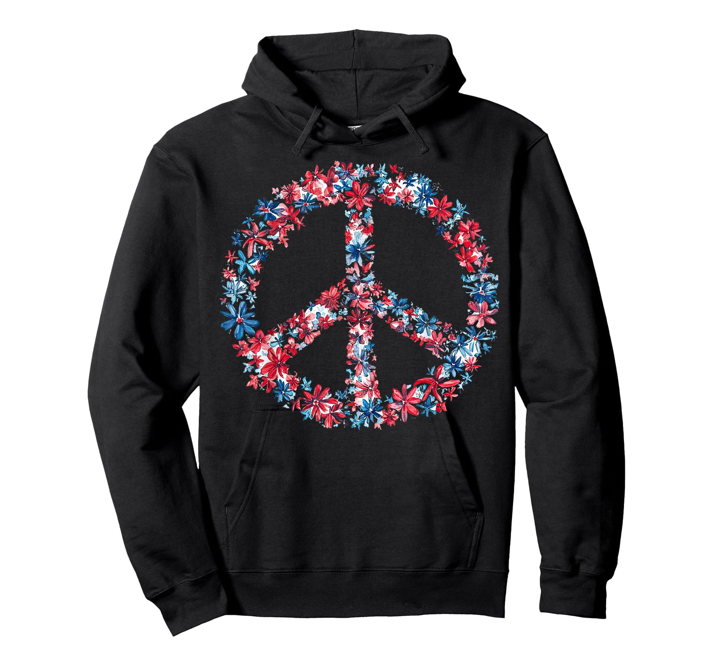 Vintage Floral Symbol Peace Love Hippie US Flag 4th Of July T-Shirt