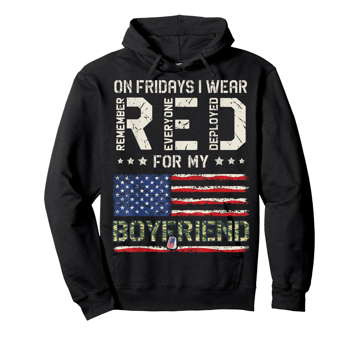 I Wear Red On Fridays for My Boyfriend Military Girlfriend T-Shirt