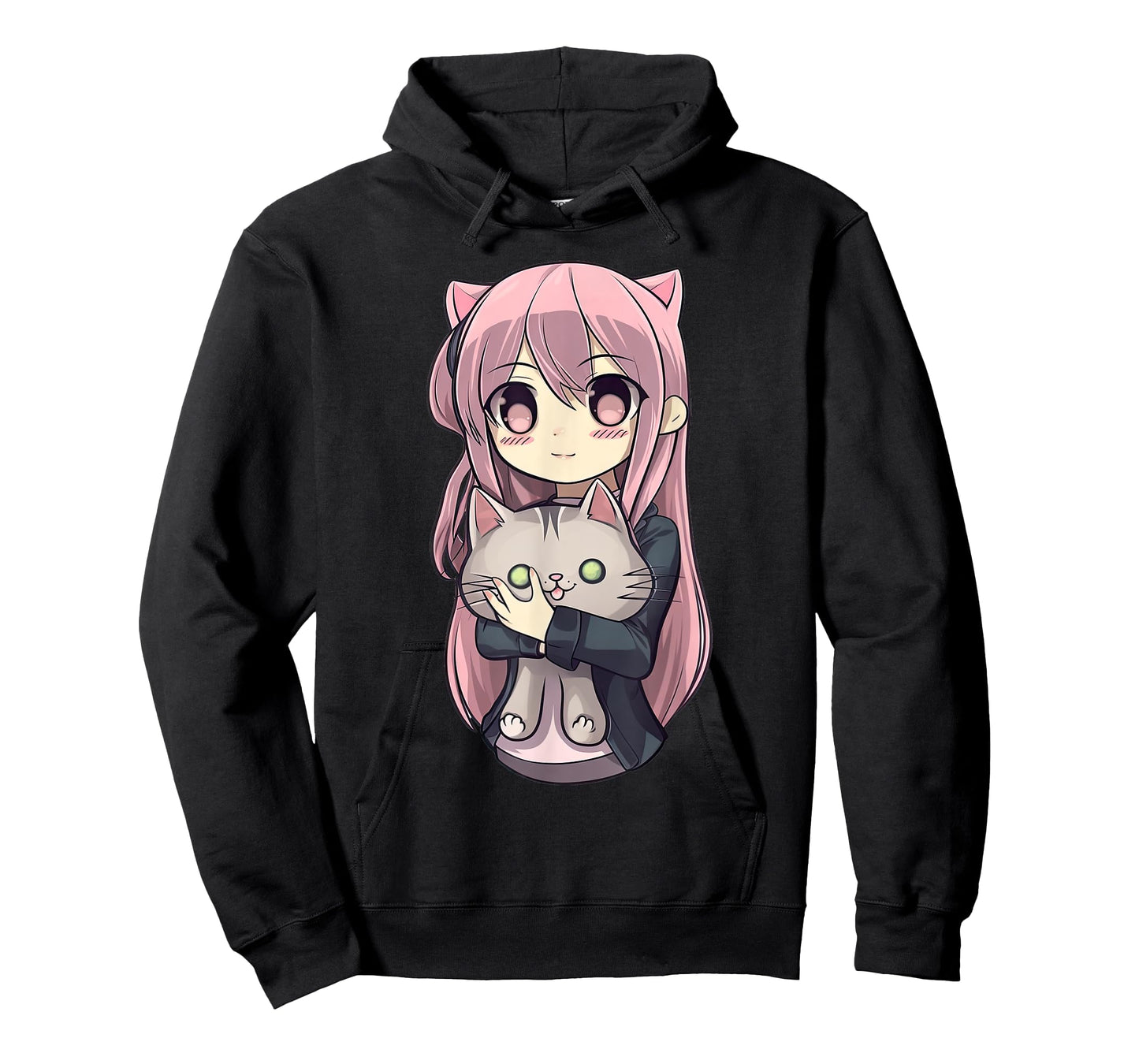 Anime and Cats Kawaii Cute Teen Otaku Girl with Cat T-Shirt