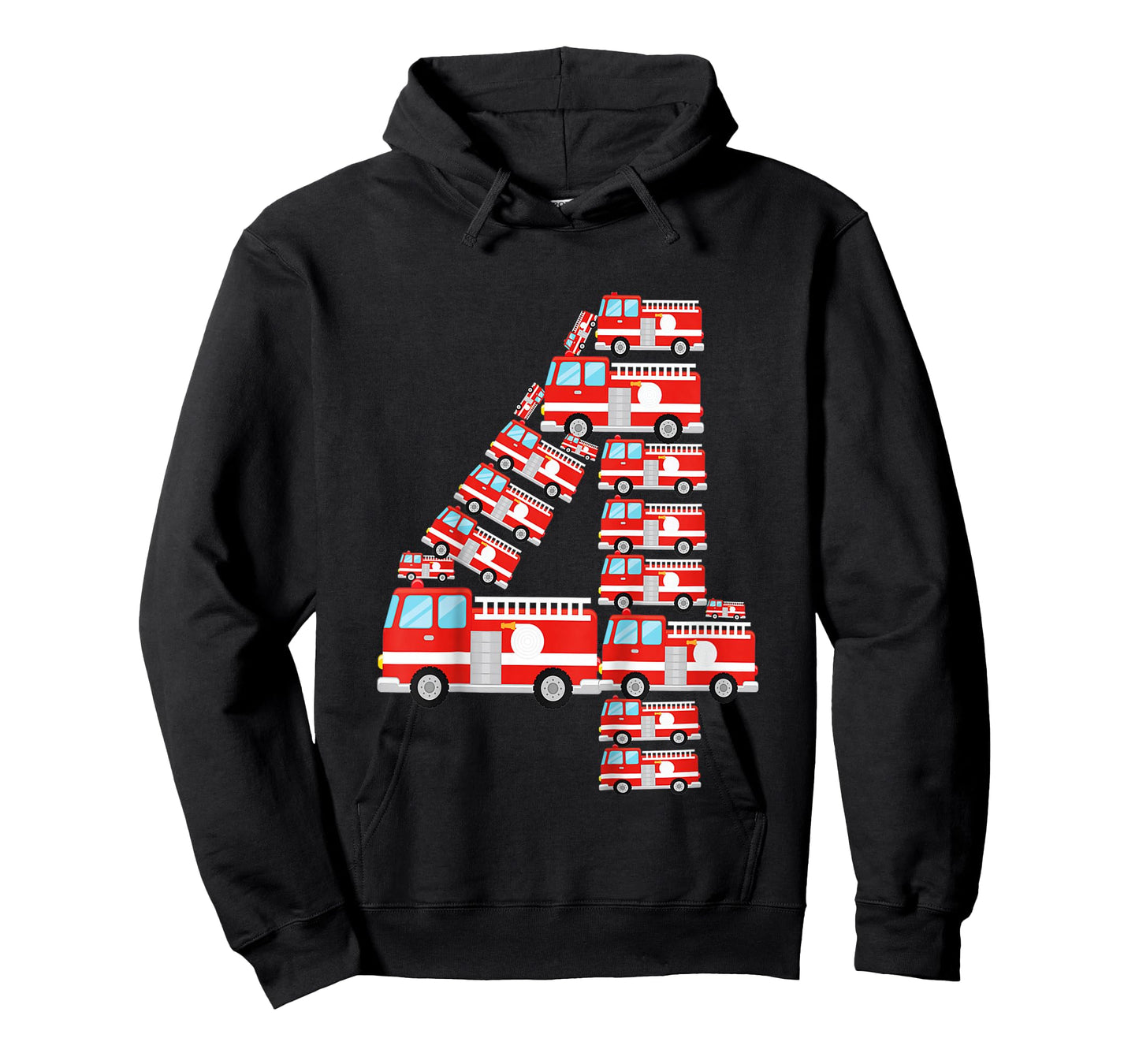 Kids Fire Truck 4th Birthday Boy 4 Year Old Firefighter T-Shirt
